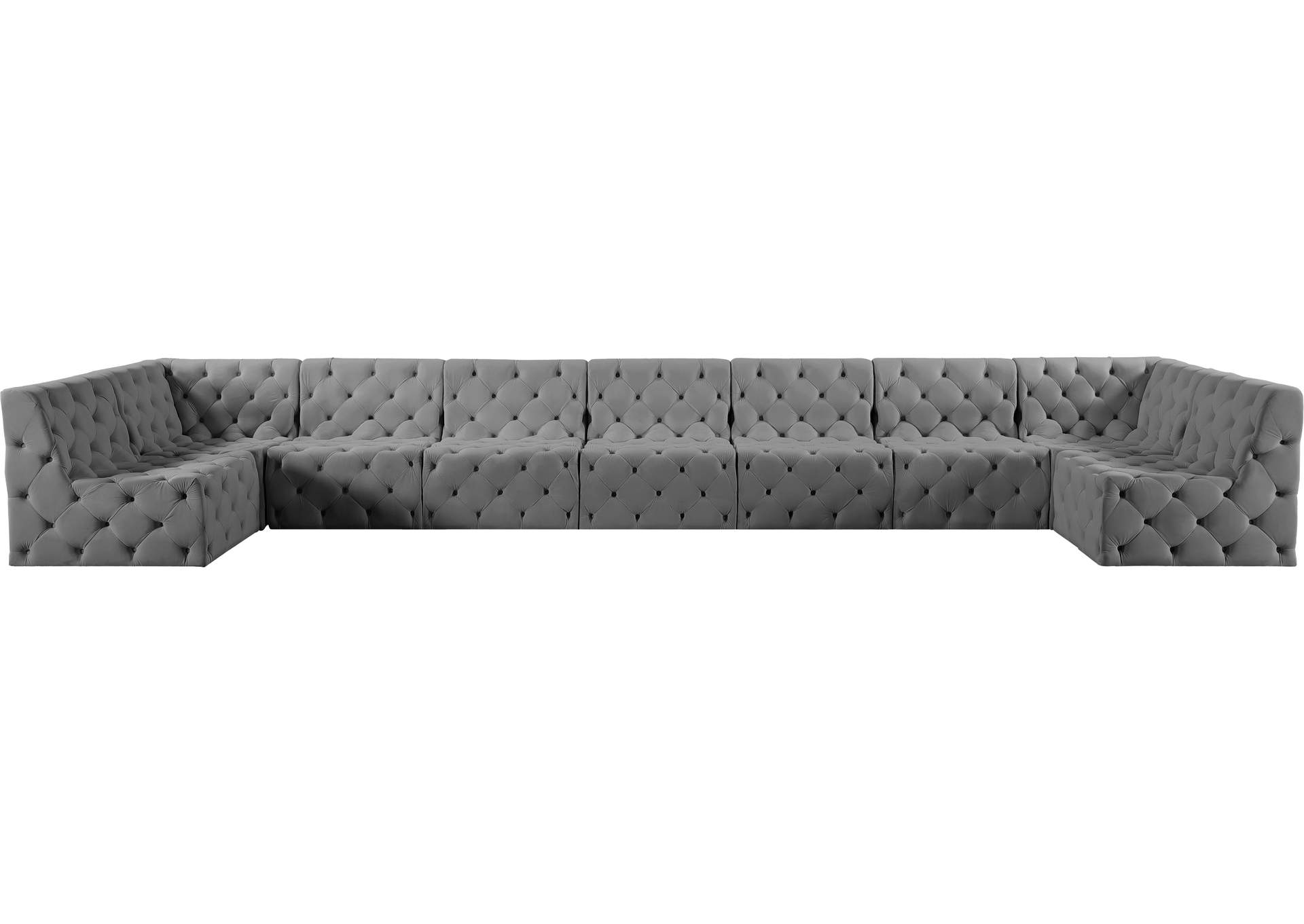 Tuft Grey Velvet Modular Sectional,Meridian Furniture