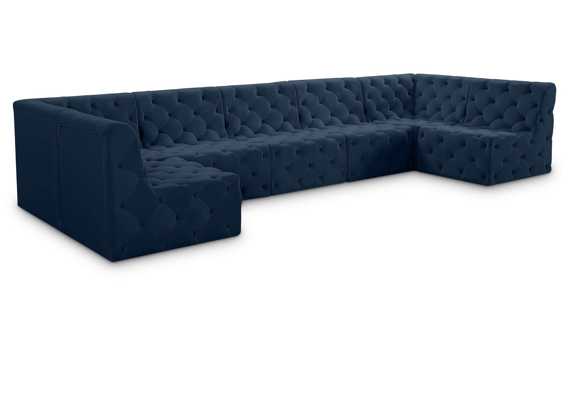 Tuft Navy Velvet Modular Sectional,Meridian Furniture