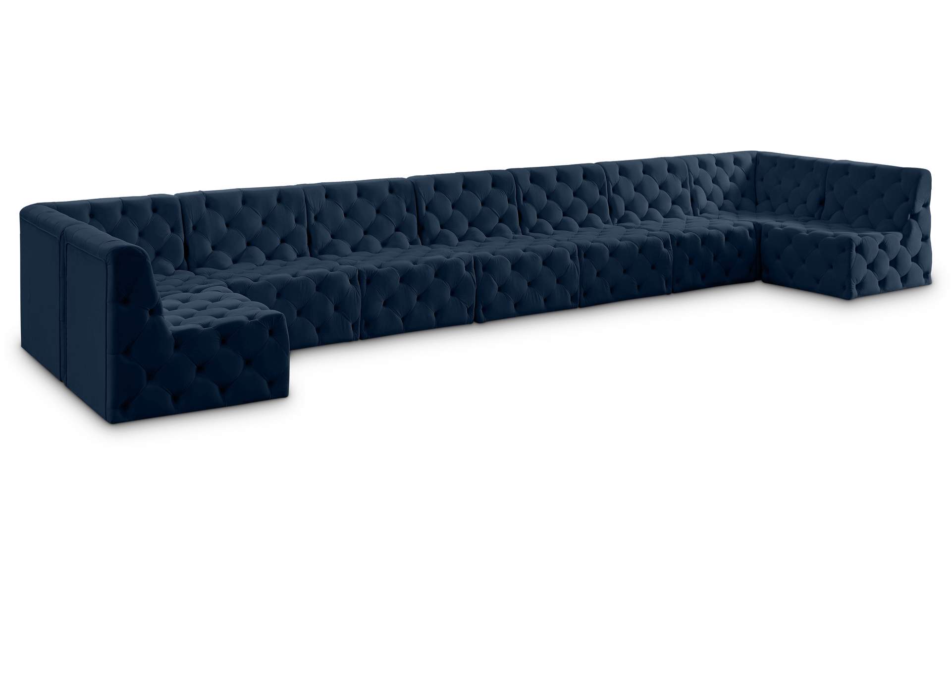 Tuft Navy Velvet Modular Sectional,Meridian Furniture