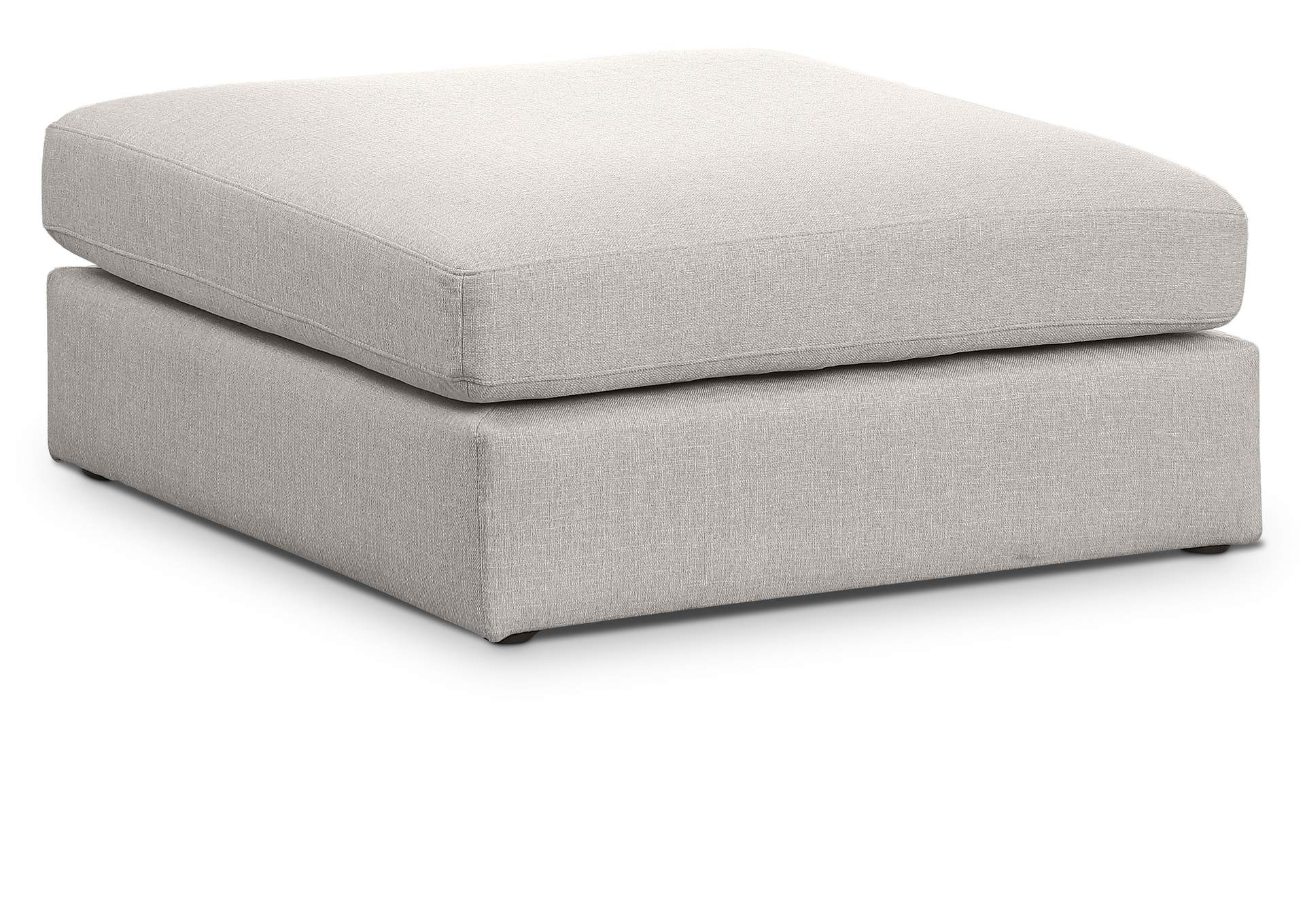 Beckham Beige Durable Linen Textured Fabric Ottoman,Meridian Furniture