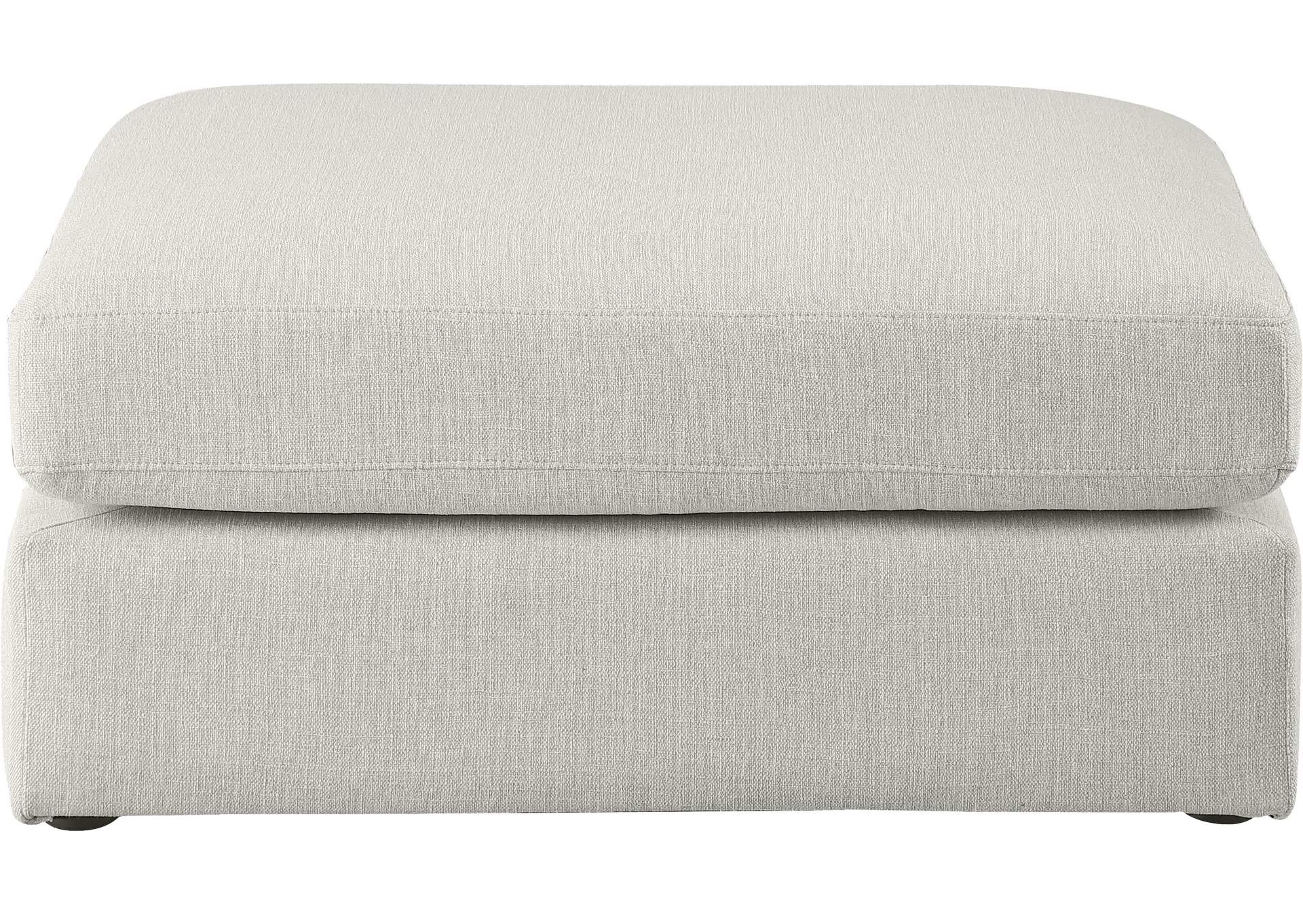 Beckham Beige Durable Linen Textured Fabric Ottoman,Meridian Furniture