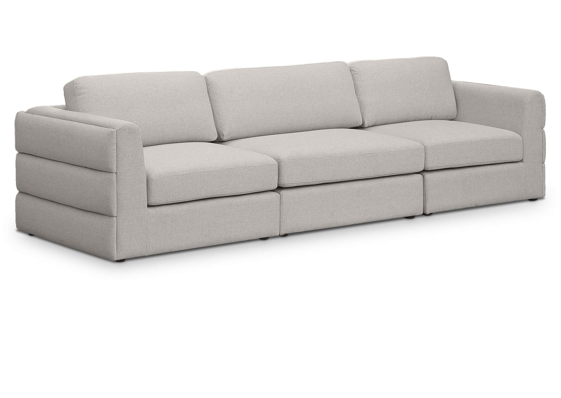 Beckham Beige Durable Linen Textured Fabric Modular Sofa,Meridian Furniture