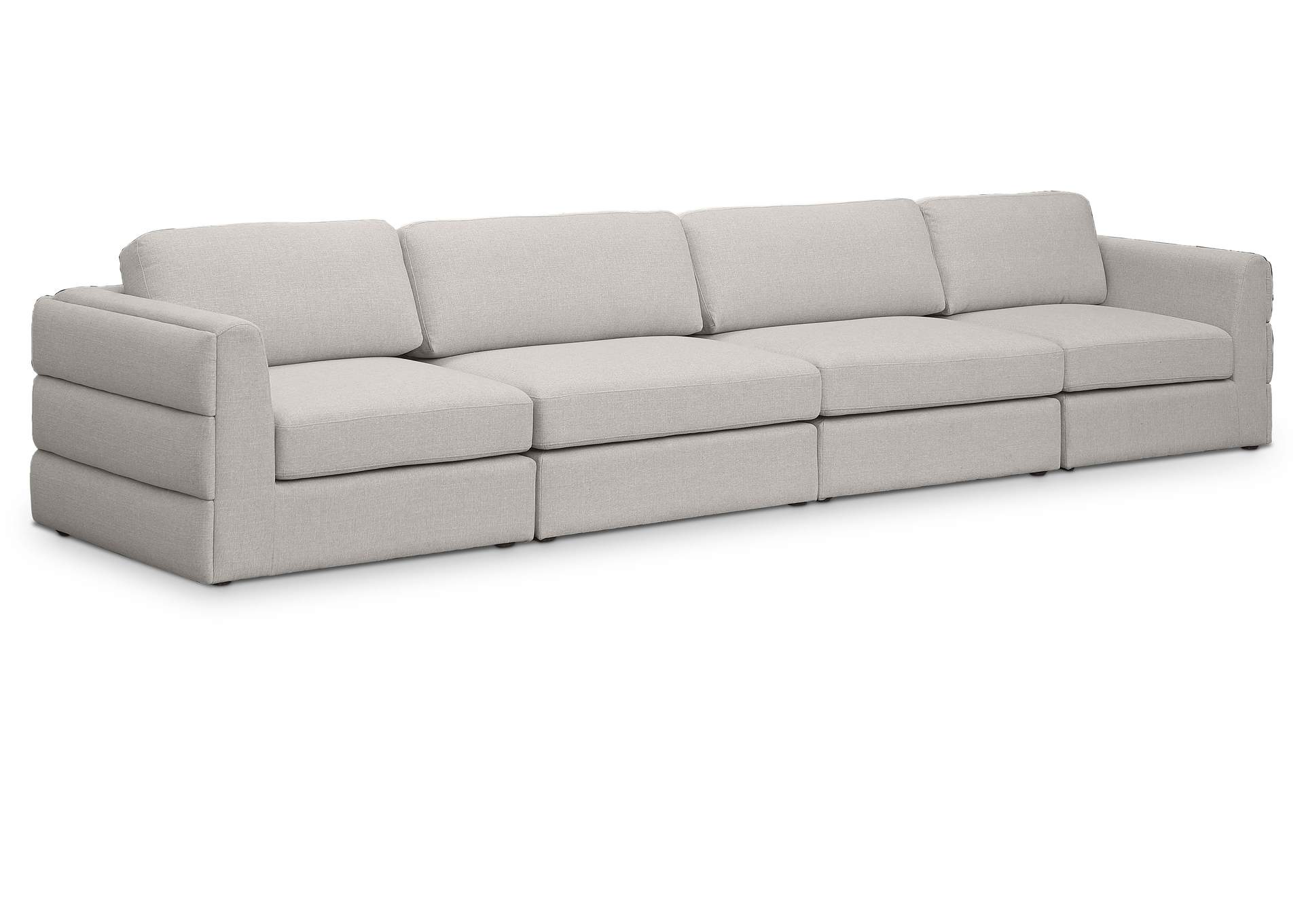 Beckham Beige Durable Linen Textured Fabric Modular Sofa,Meridian Furniture