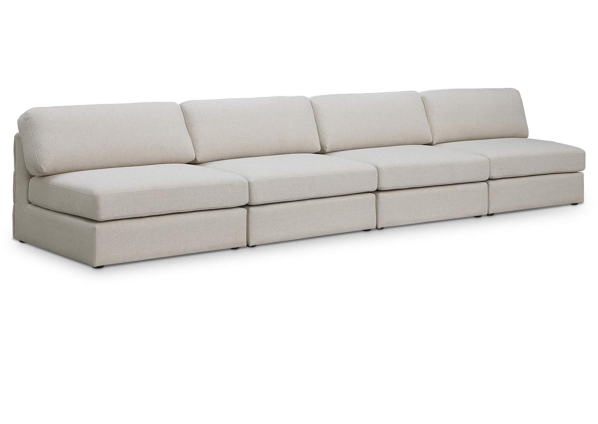 Beckham Beige Durable Linen Textured Fabric Modular Sofa,Meridian Furniture