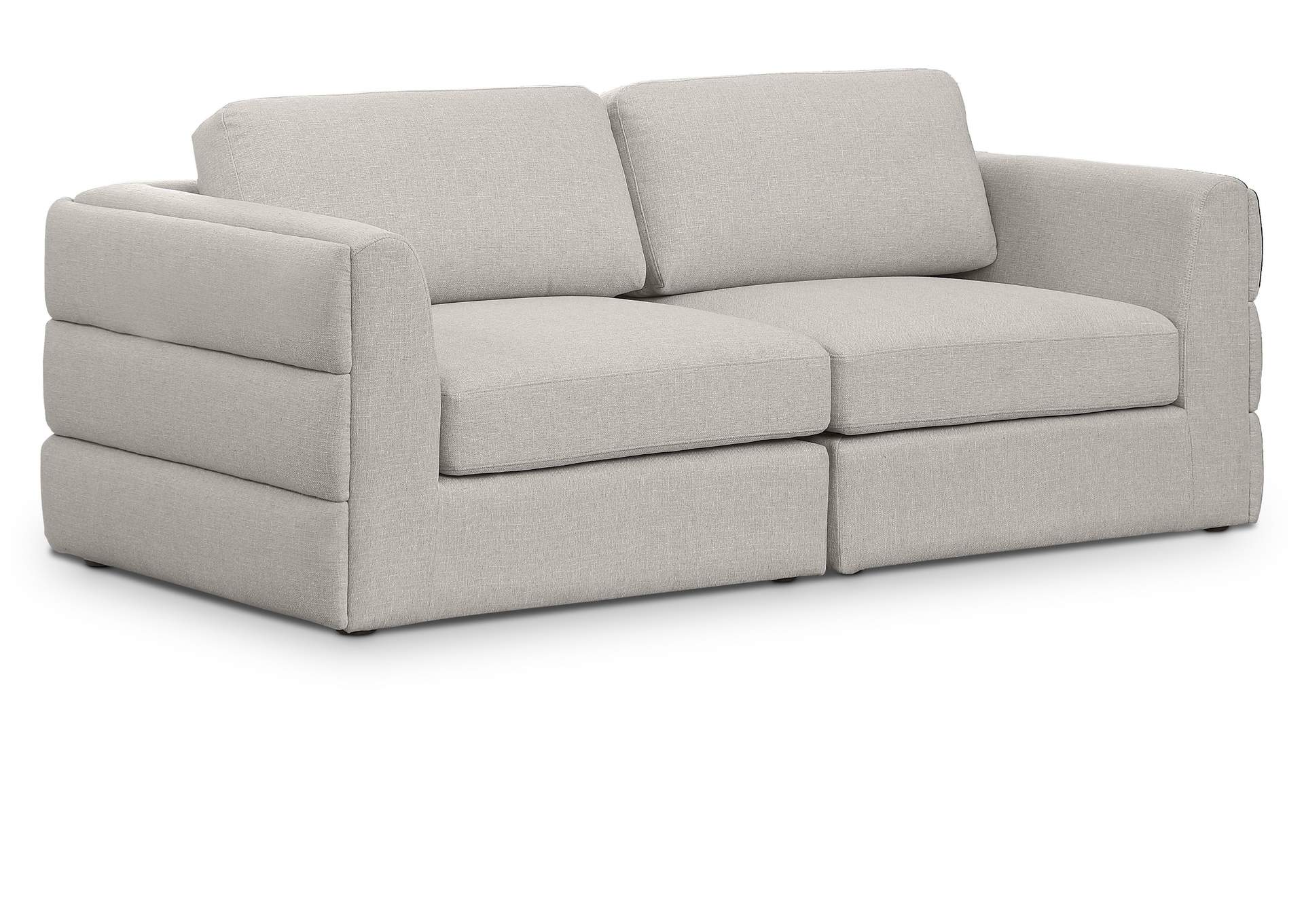 Beckham Beige Durable Linen Textured Fabric Modular Sofa,Meridian Furniture