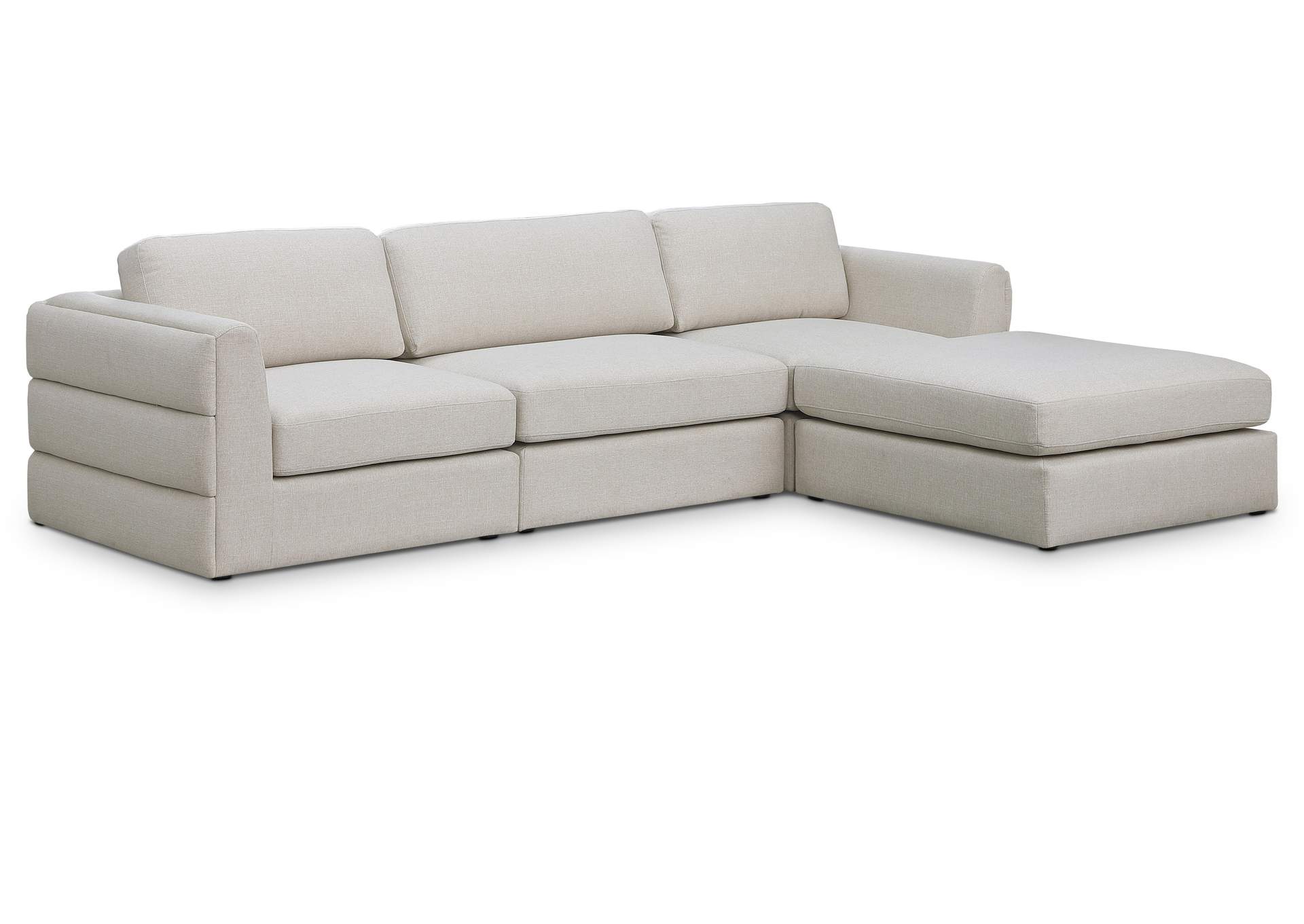 Beckham Beige Durable Linen Textured Fabric Modular Sectional,Meridian Furniture