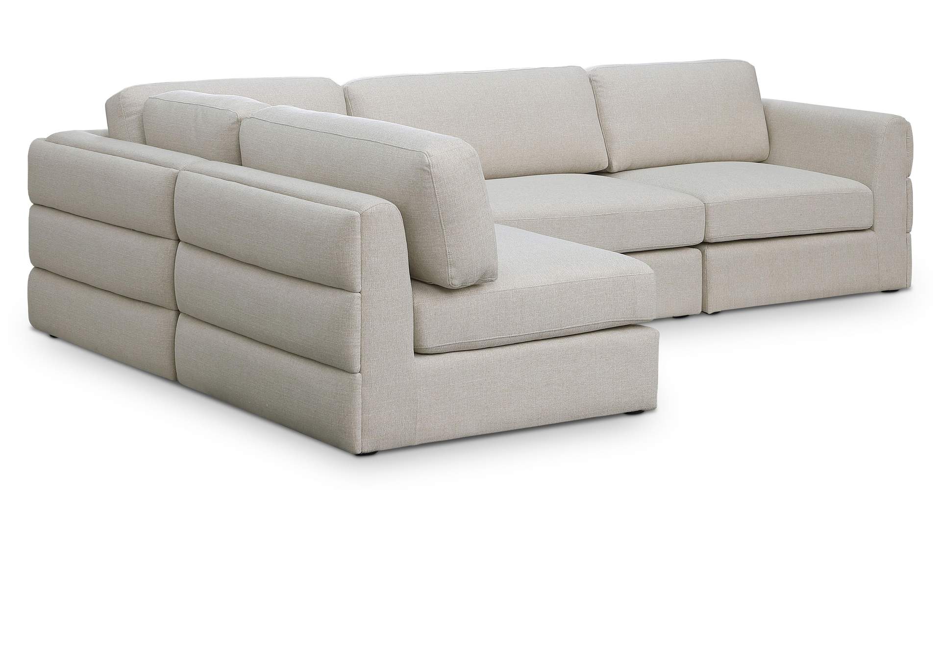 Beckham Beige Durable Linen Textured Fabric Modular Sectional,Meridian Furniture