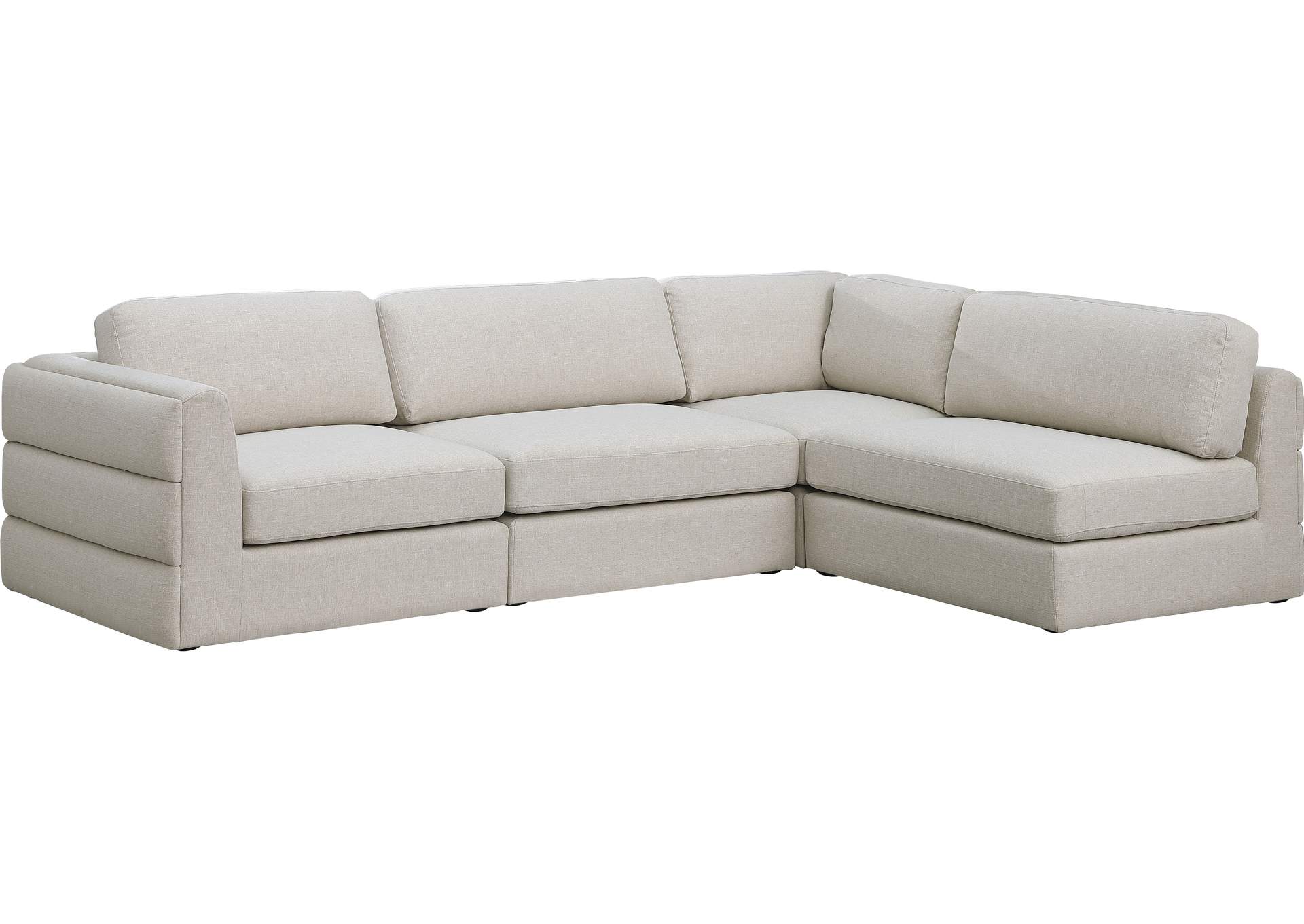 Beckham Beige Durable Linen Textured Fabric Modular Sectional,Meridian Furniture