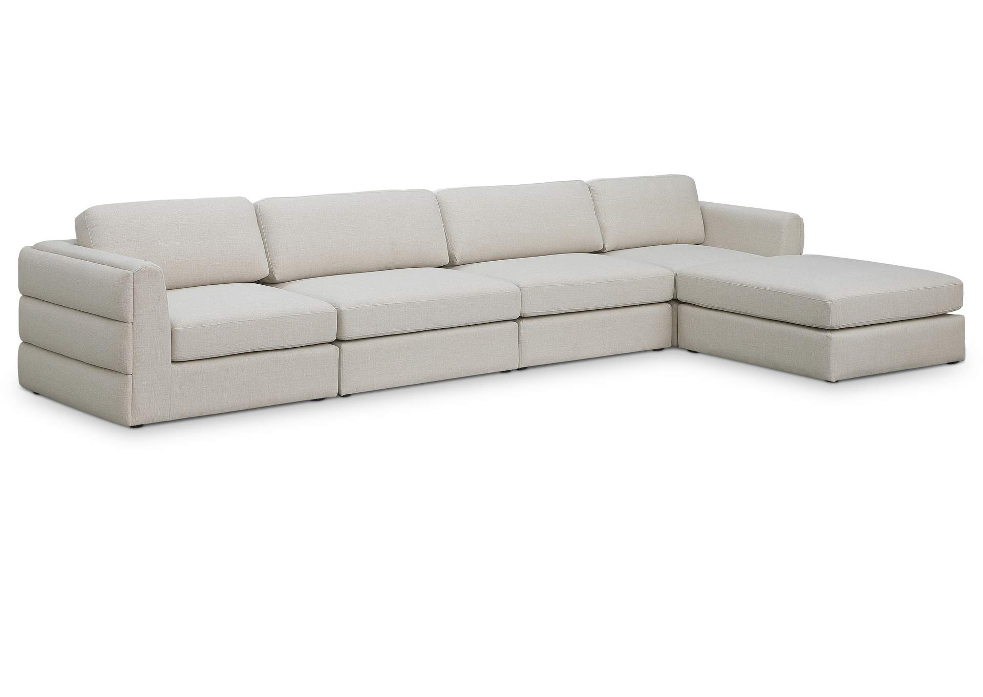 Beckham Beige Durable Linen Textured Fabric Modular Sectional,Meridian Furniture