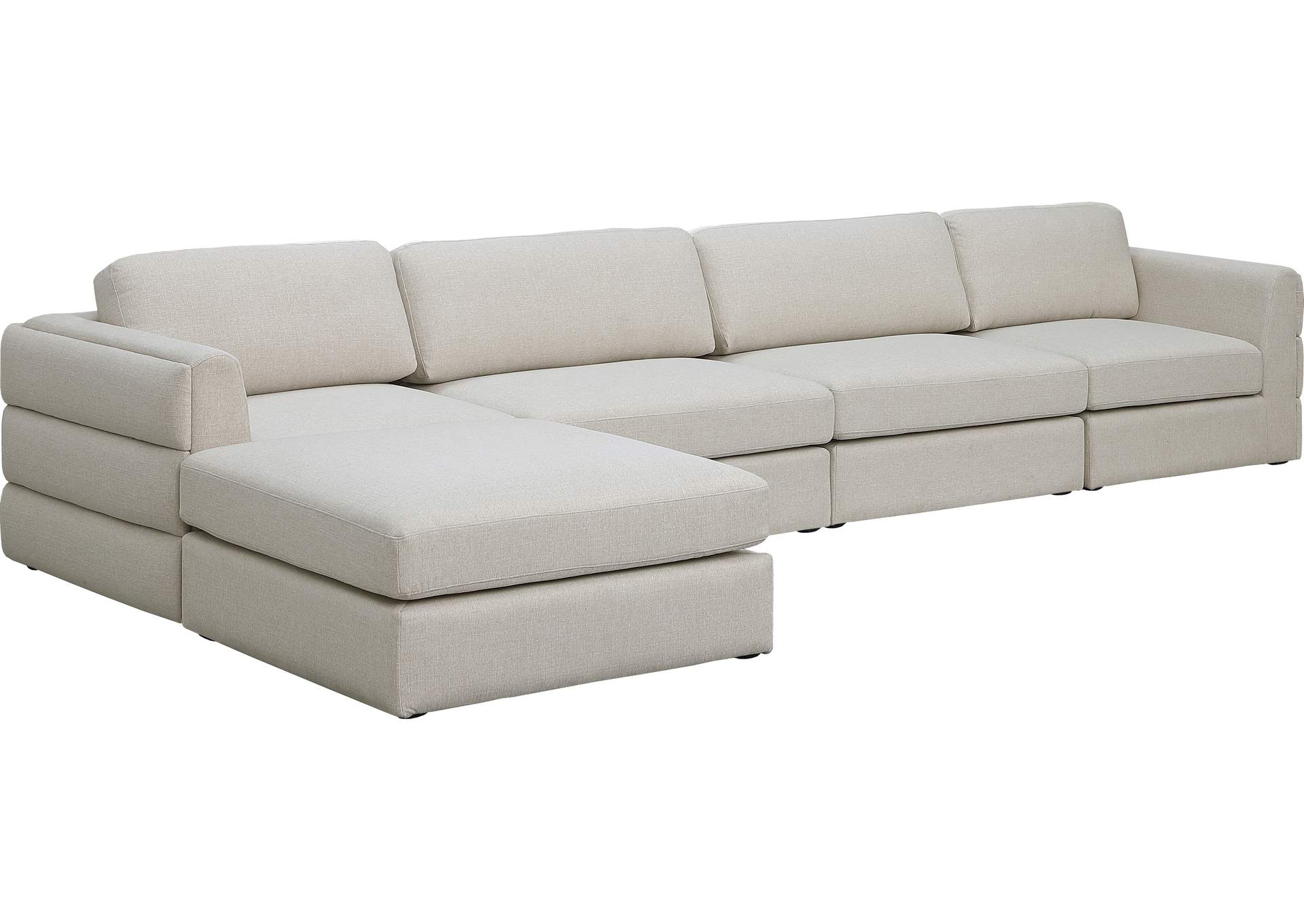 Beckham Beige Durable Linen Textured Fabric Modular Sectional,Meridian Furniture