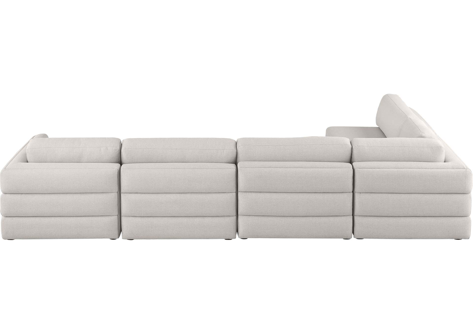 Beckham Beige Durable Linen Textured Fabric Modular Sectional,Meridian Furniture