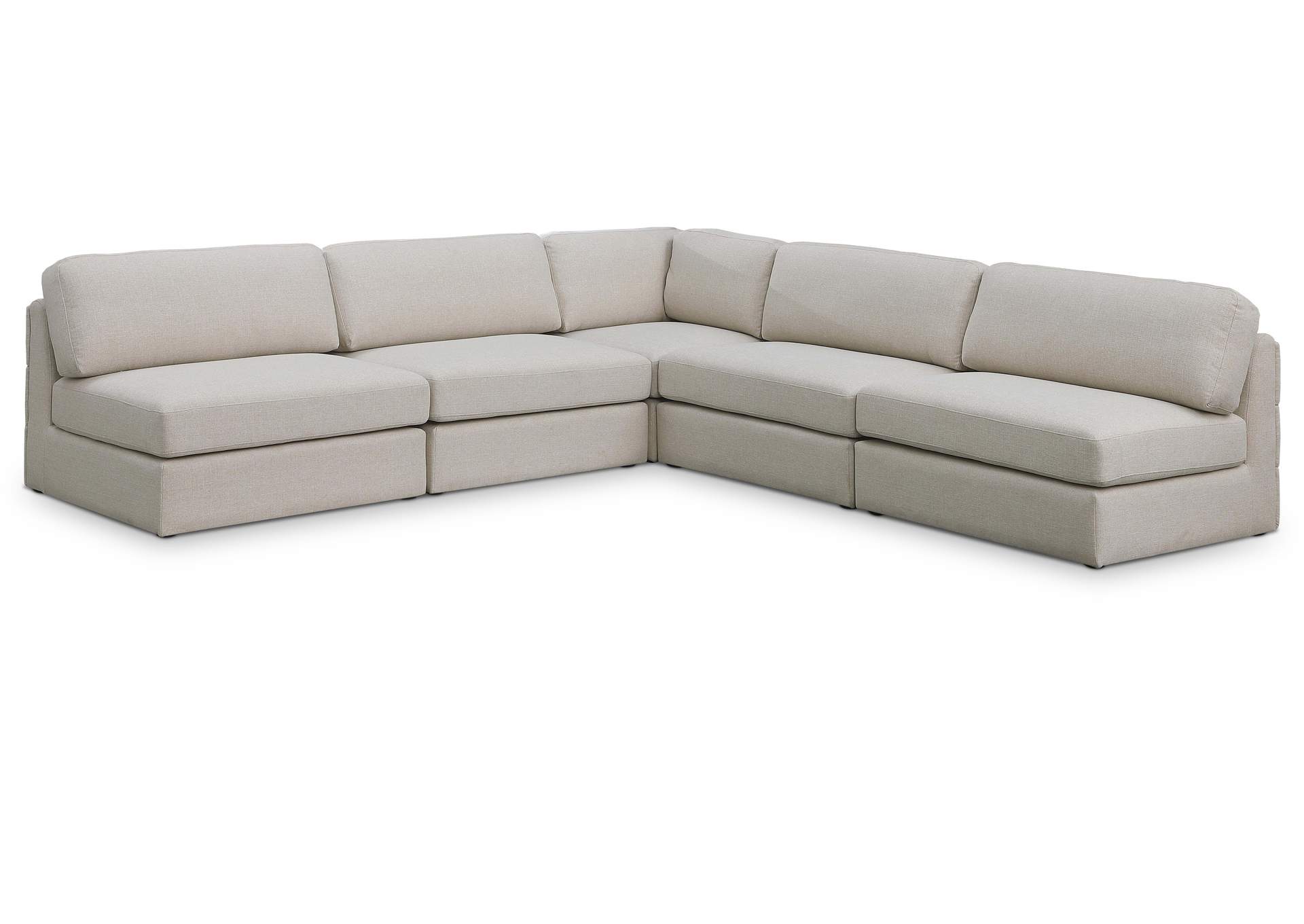 Beckham Beige Durable Linen Textured Fabric Modular Sectional,Meridian Furniture