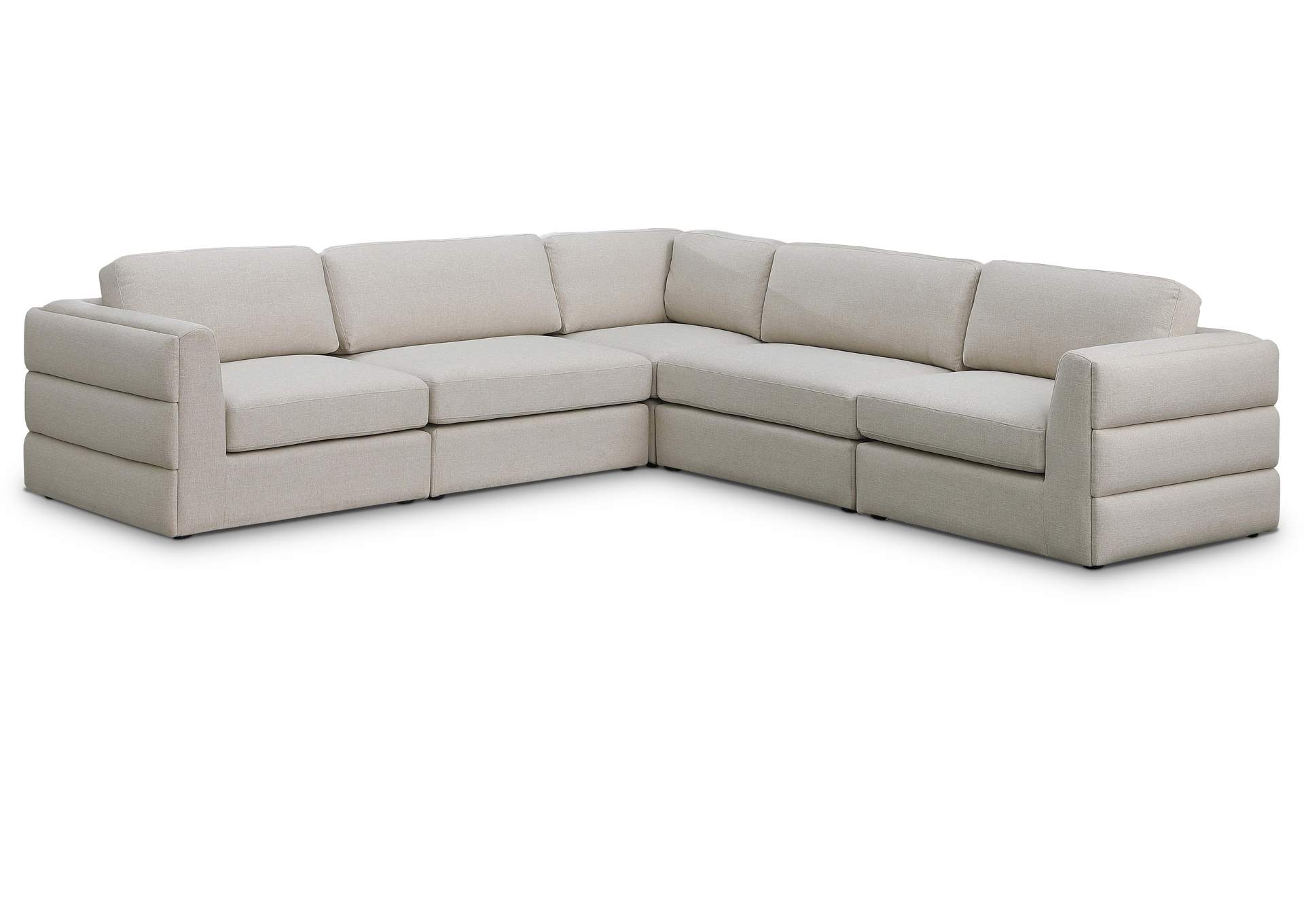 Beckham Beige Durable Linen Textured Fabric Modular Sectional,Meridian Furniture