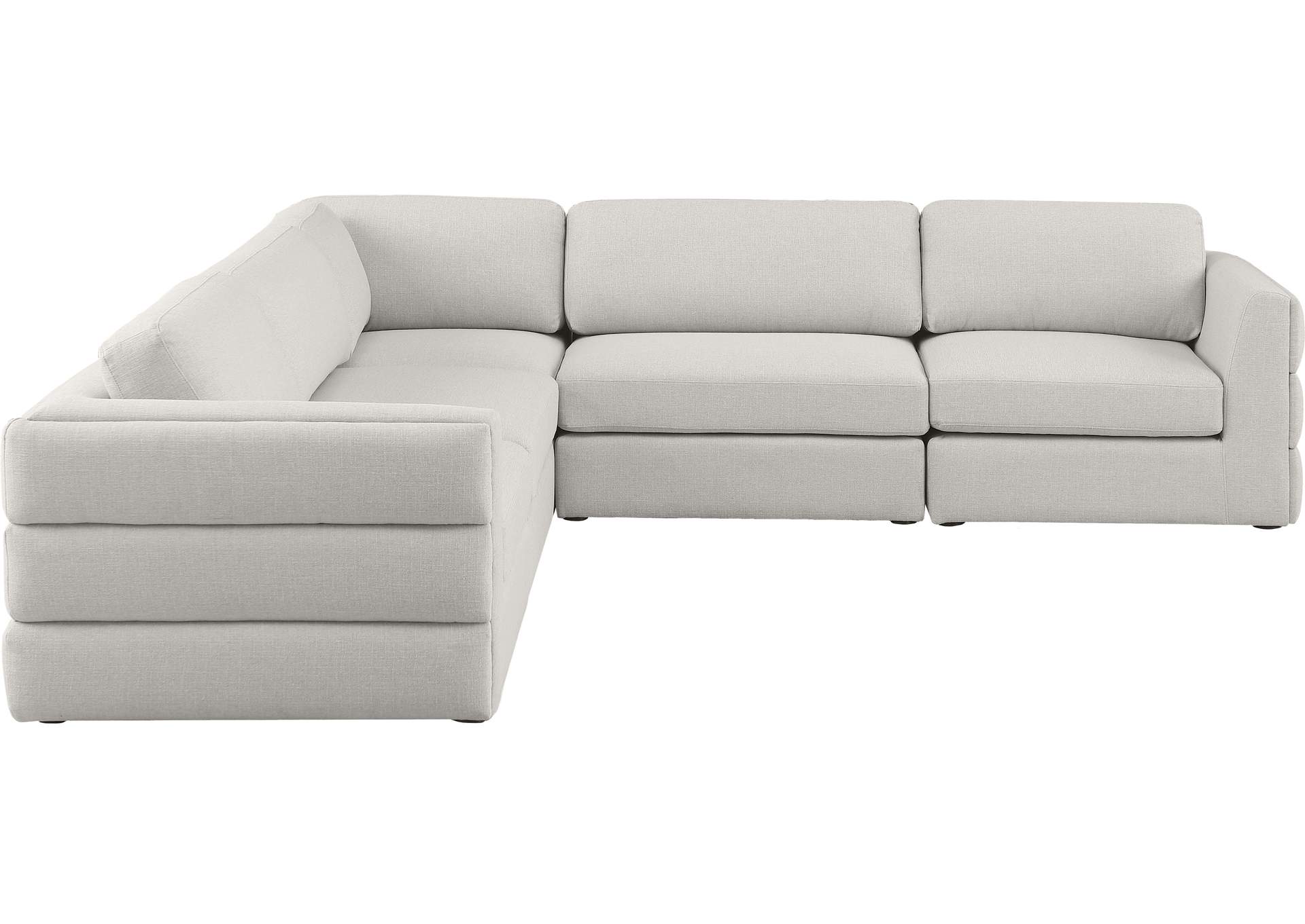 Beckham Beige Durable Linen Textured Fabric Modular Sectional,Meridian Furniture