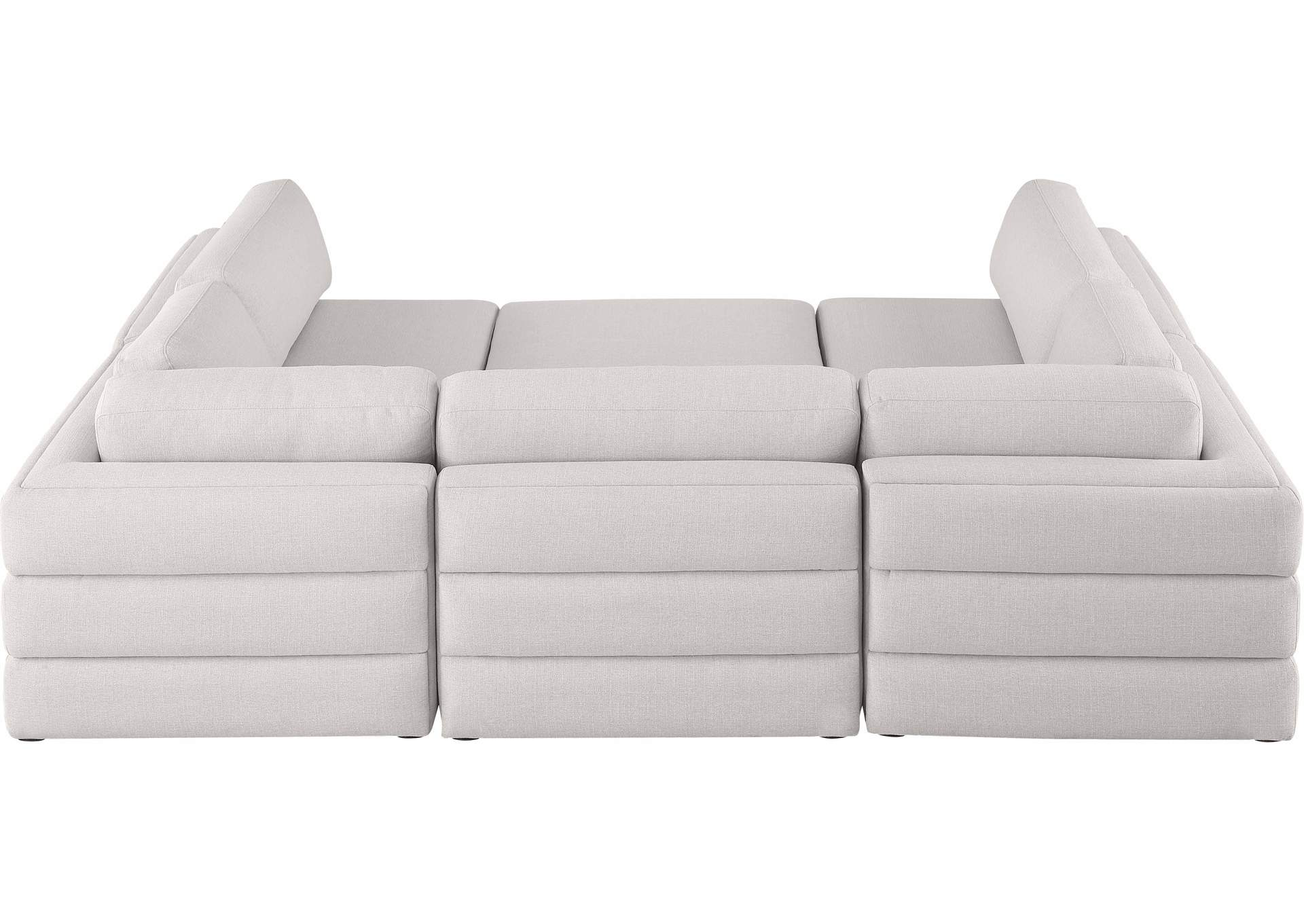 Beckham Beige Durable Linen Textured Fabric Modular Sectional,Meridian Furniture