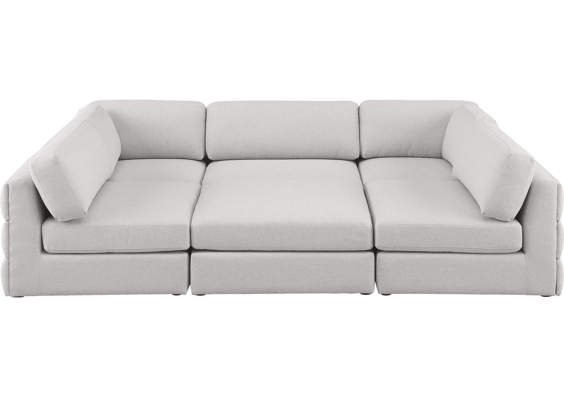 Beckham Beige Durable Linen Textured Fabric Modular Sectional,Meridian Furniture