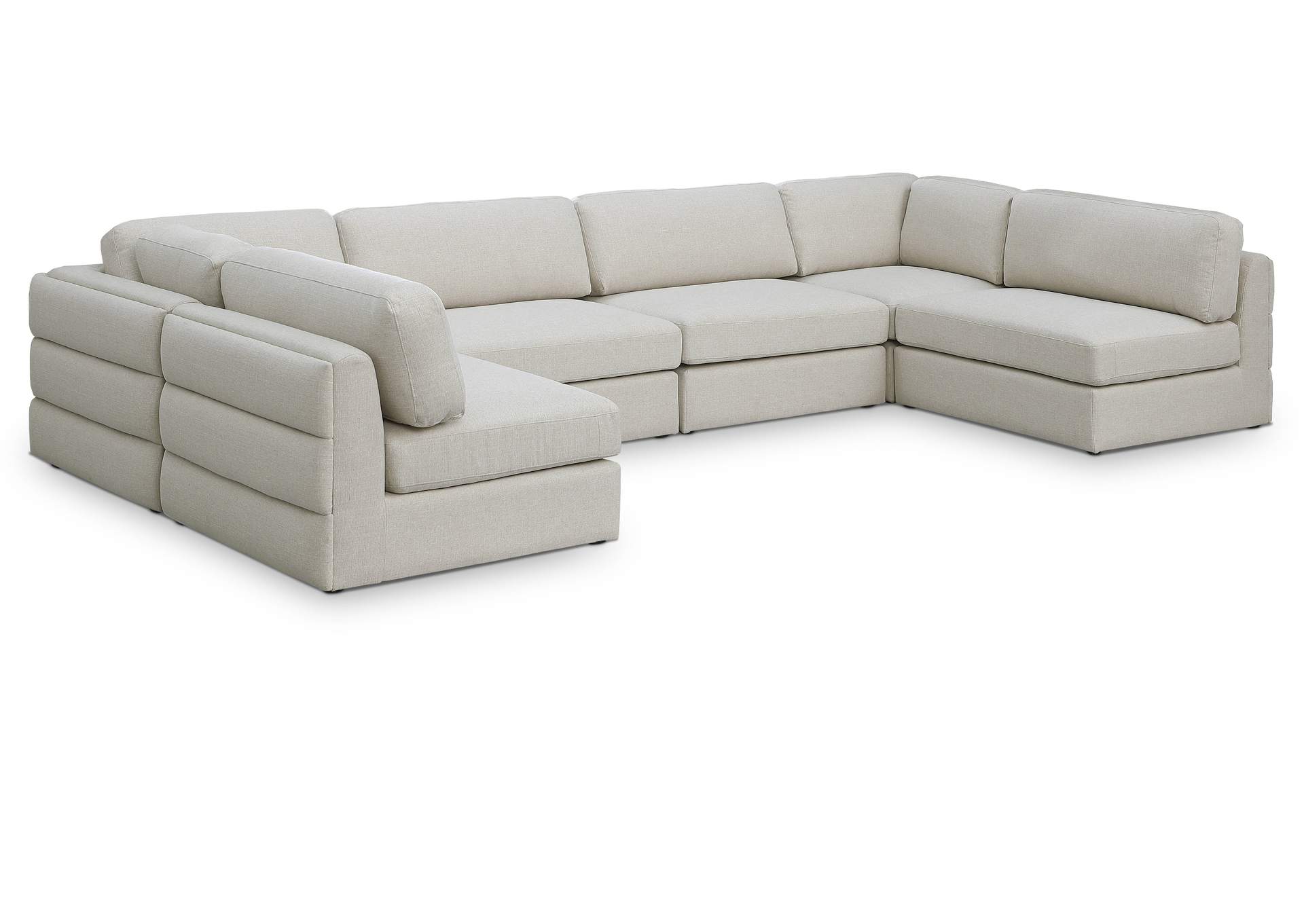 Beckham Beige Durable Linen Textured Fabric Modular Sectional,Meridian Furniture