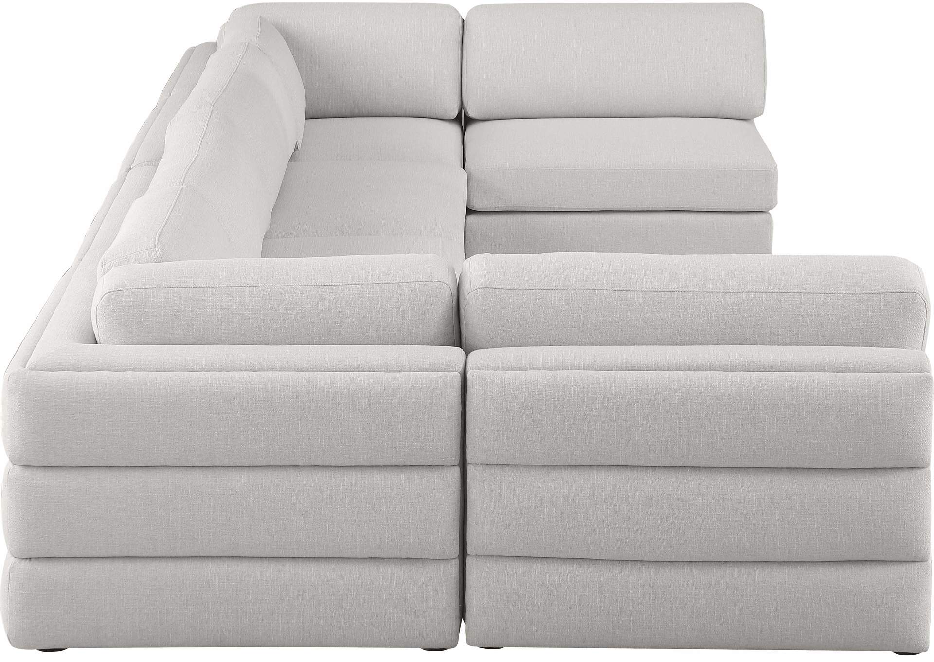 Beckham Beige Durable Linen Textured Fabric Modular Sectional,Meridian Furniture