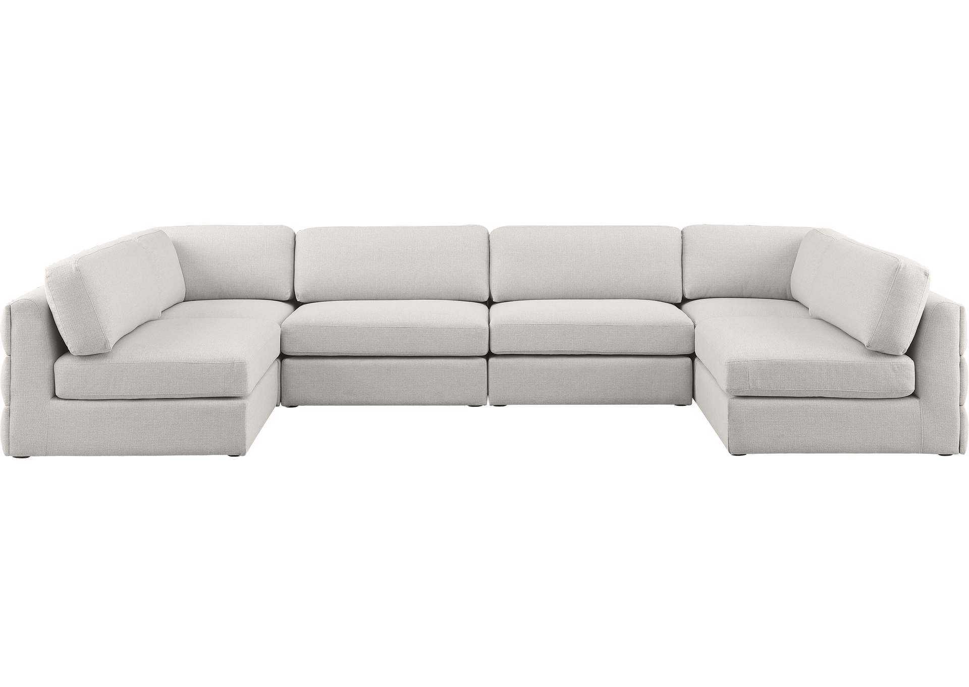 Beckham Beige Durable Linen Textured Fabric Modular Sectional,Meridian Furniture