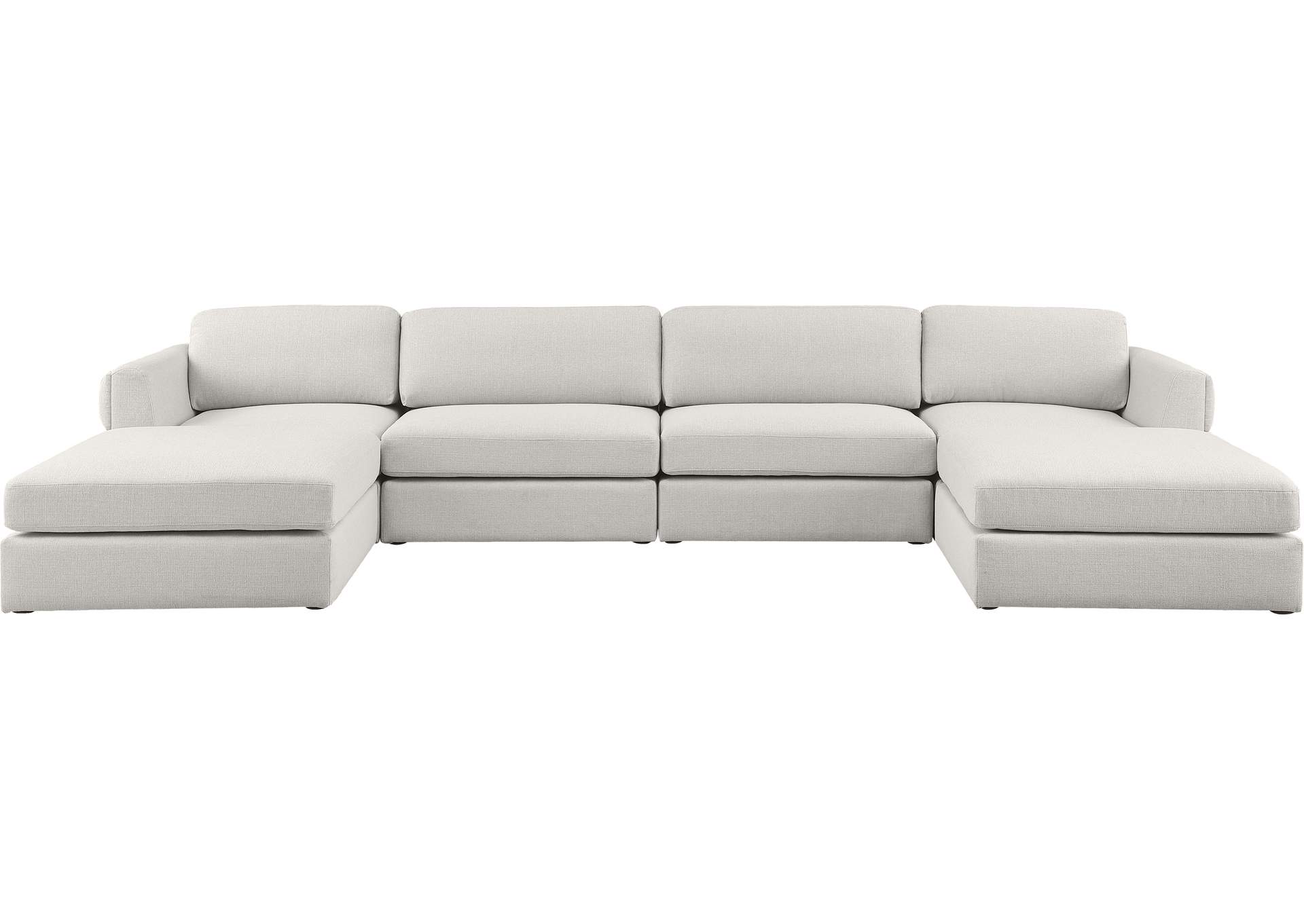 Beckham Beige Durable Linen Textured Fabric Modular Sectional,Meridian Furniture