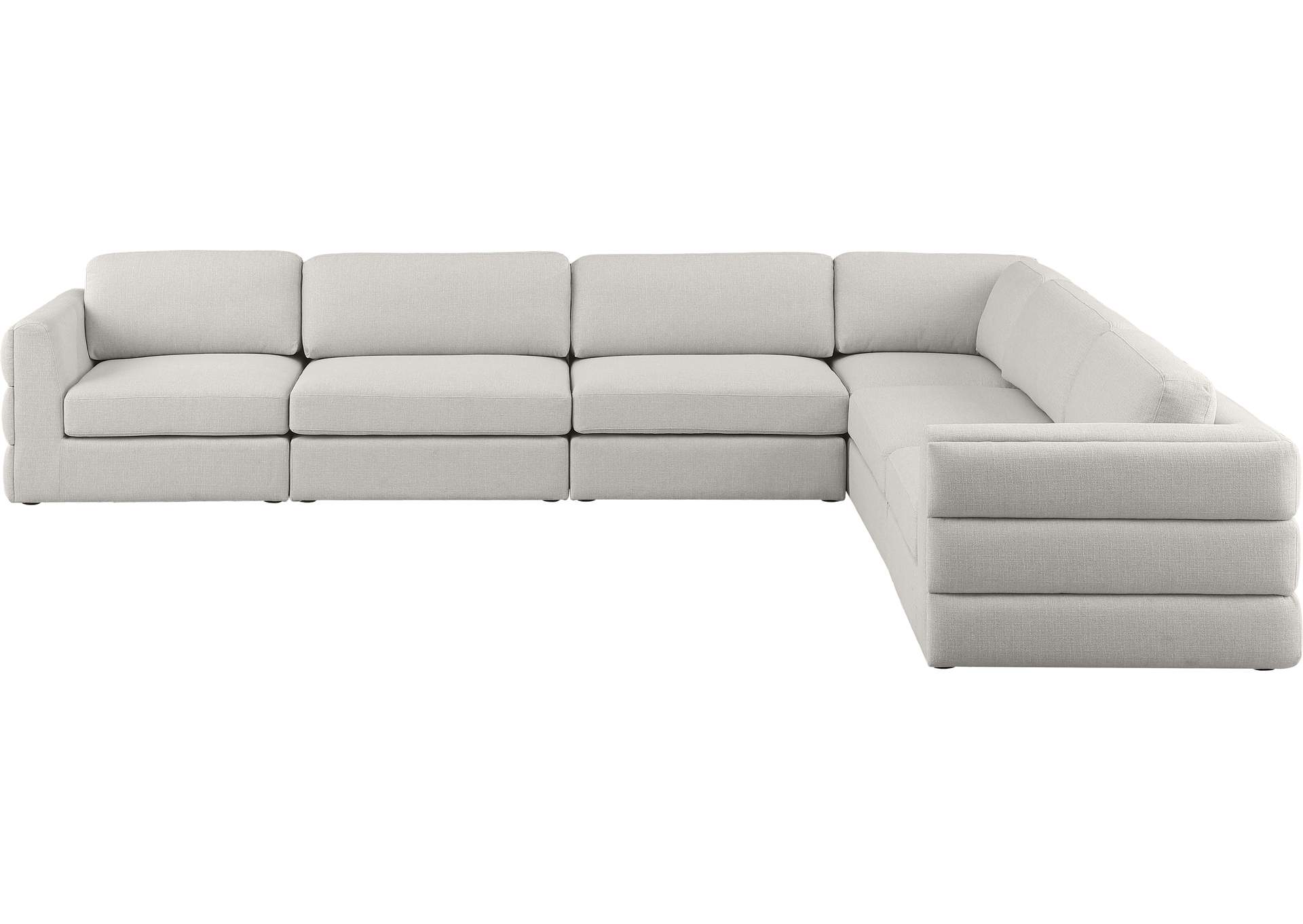 Beckham Beige Durable Linen Textured Fabric Modular Sectional,Meridian Furniture