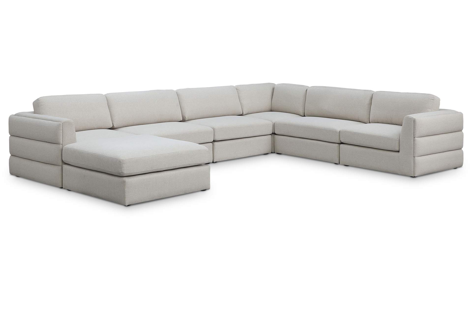 Beckham Beige Durable Linen Textured Fabric Modular Sectional,Meridian Furniture