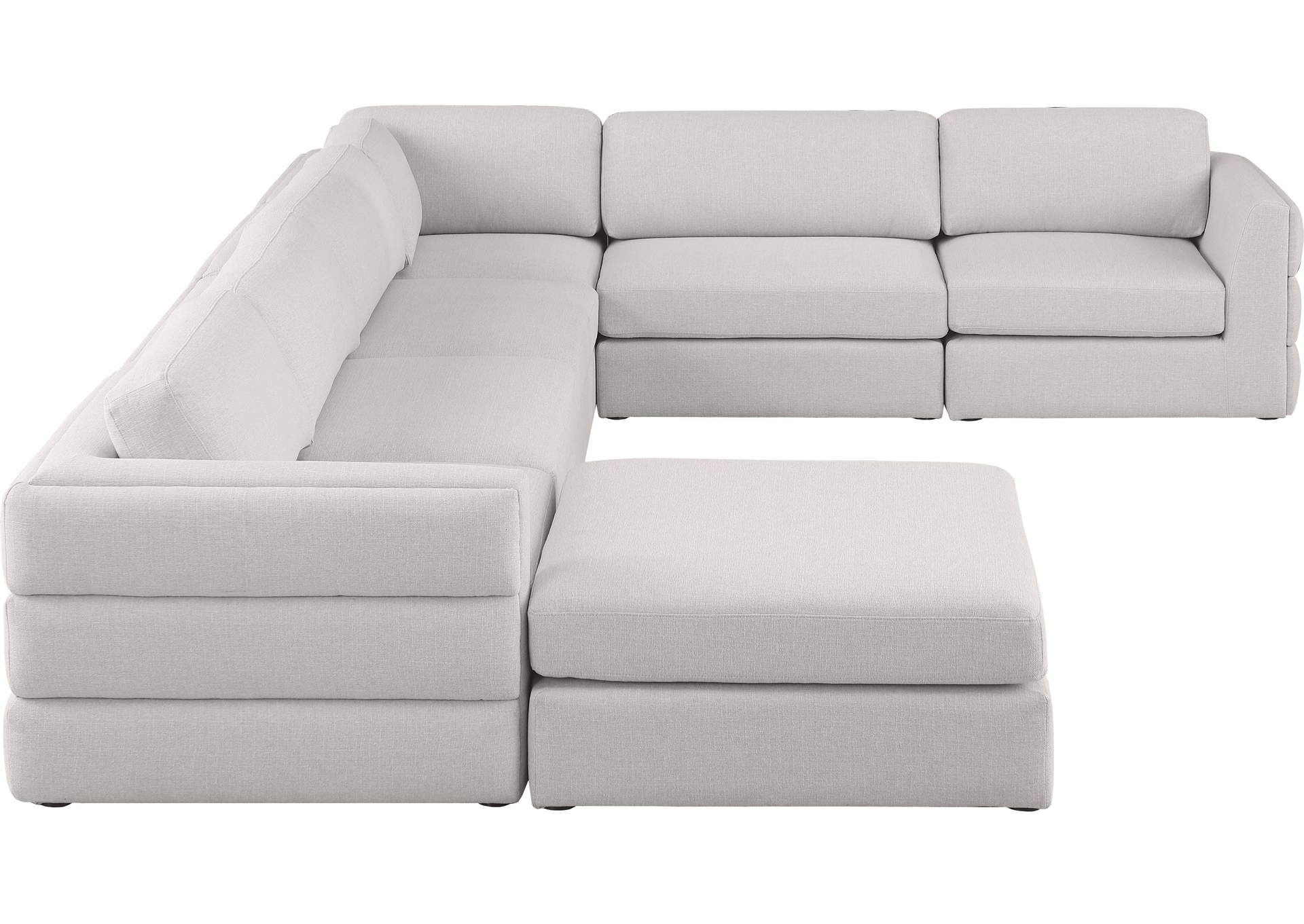 Beckham Beige Durable Linen Textured Fabric Modular Sectional,Meridian Furniture