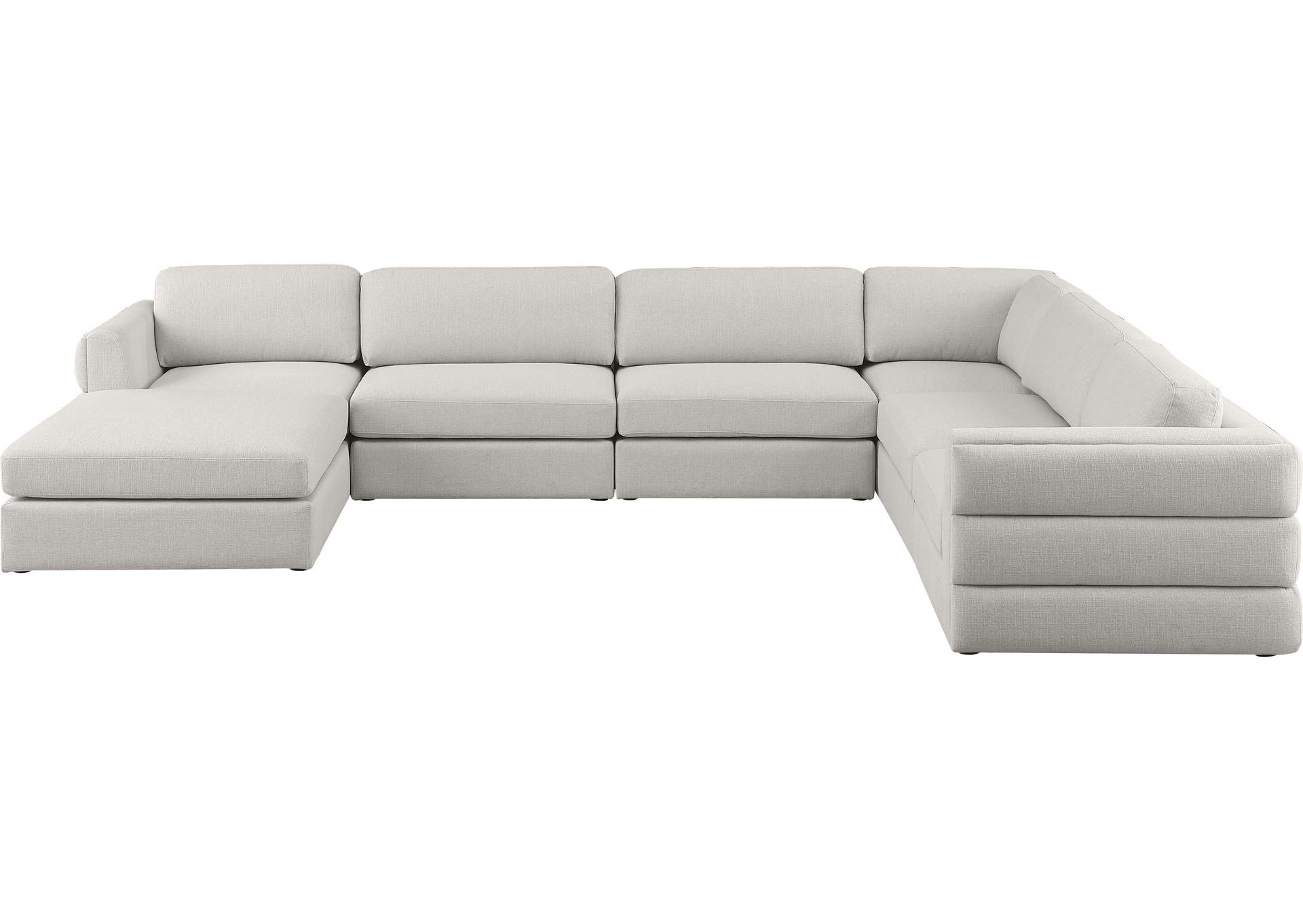 Beckham Beige Durable Linen Textured Fabric Modular Sectional,Meridian Furniture