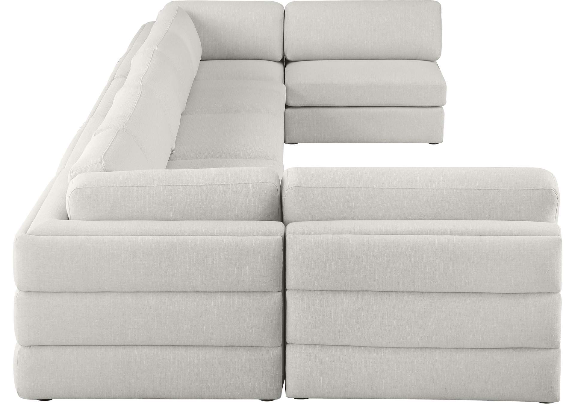 Beckham Beige Durable Linen Textured Fabric Modular Sectional,Meridian Furniture