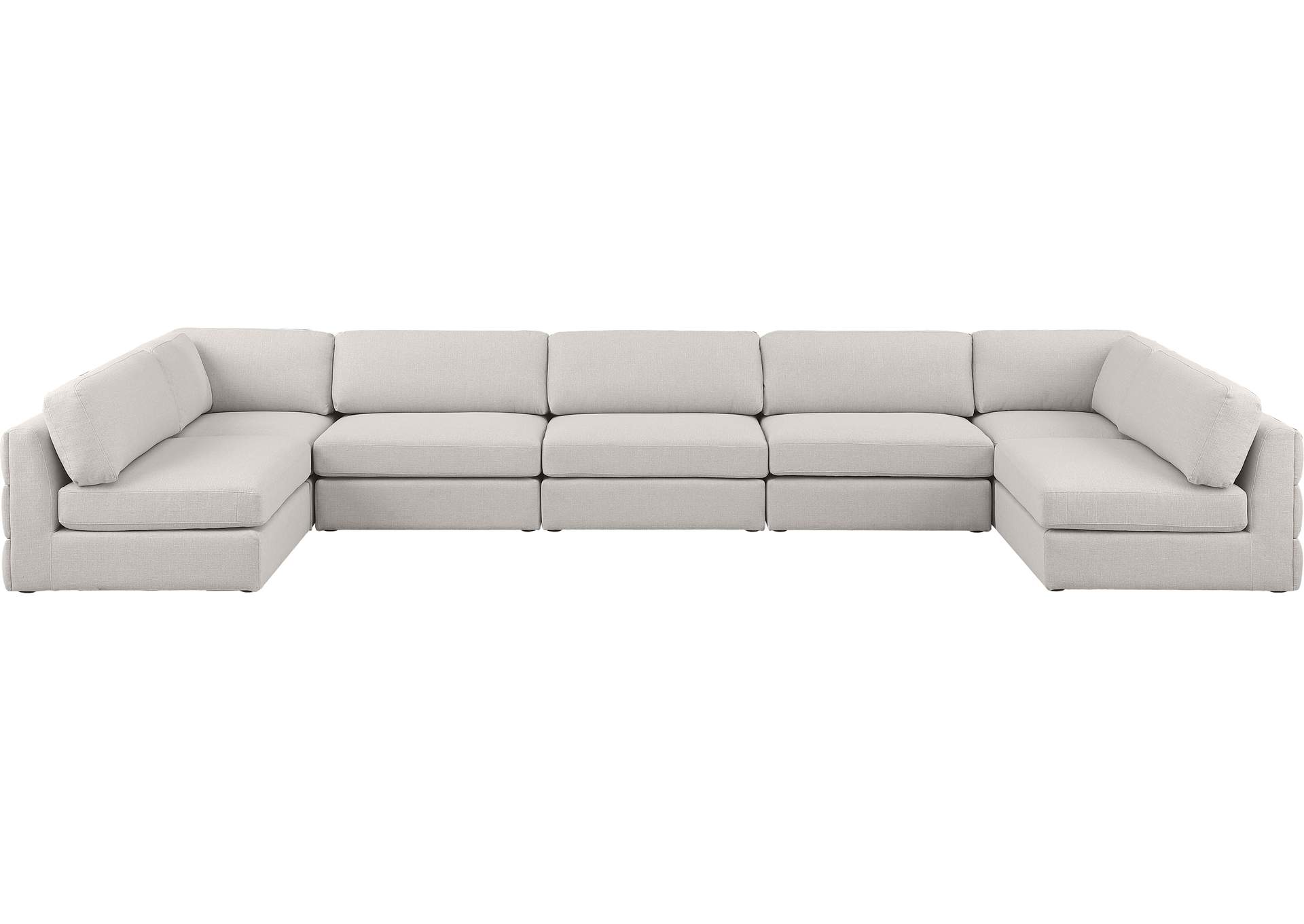 Beckham Beige Durable Linen Textured Fabric Modular Sectional,Meridian Furniture