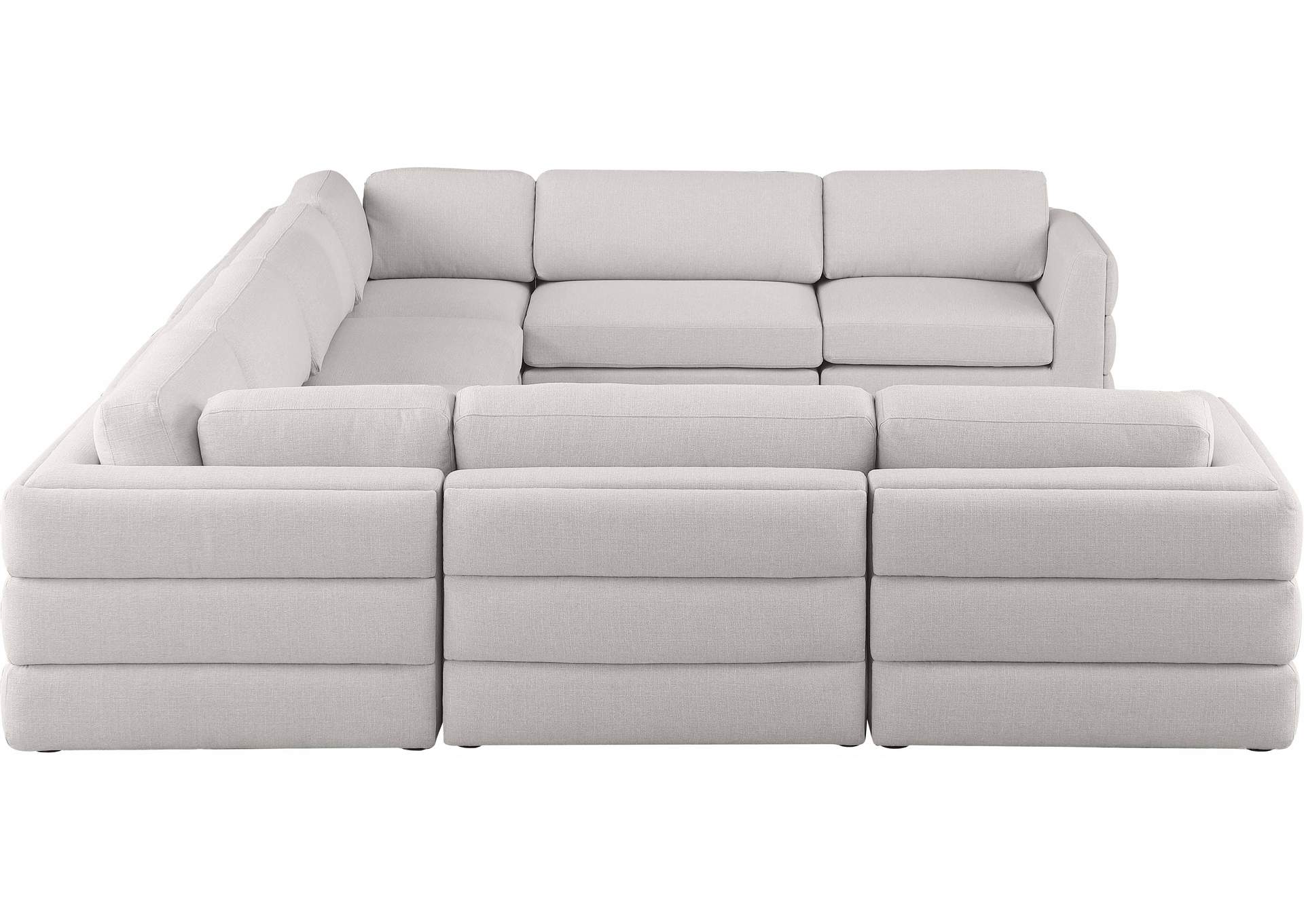 Beckham Beige Durable Linen Textured Fabric Modular Sectional,Meridian Furniture