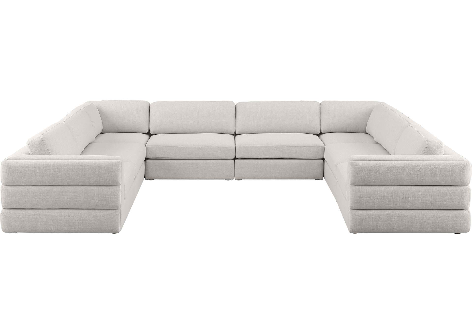 Beckham Beige Durable Linen Textured Fabric Modular Sectional,Meridian Furniture