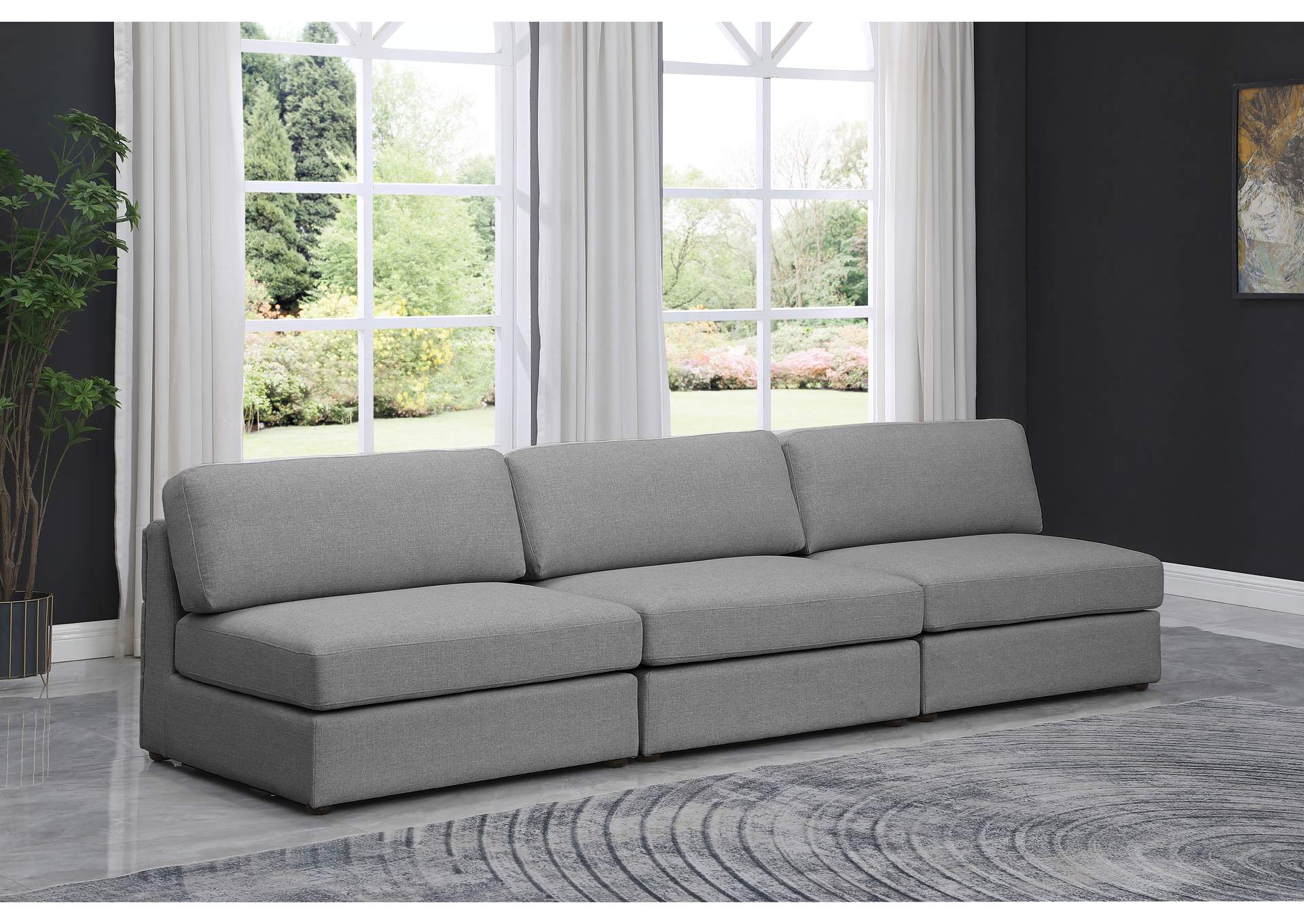 Beckham Grey Durable Linen Textured Fabric Modular Sofa,Meridian Furniture