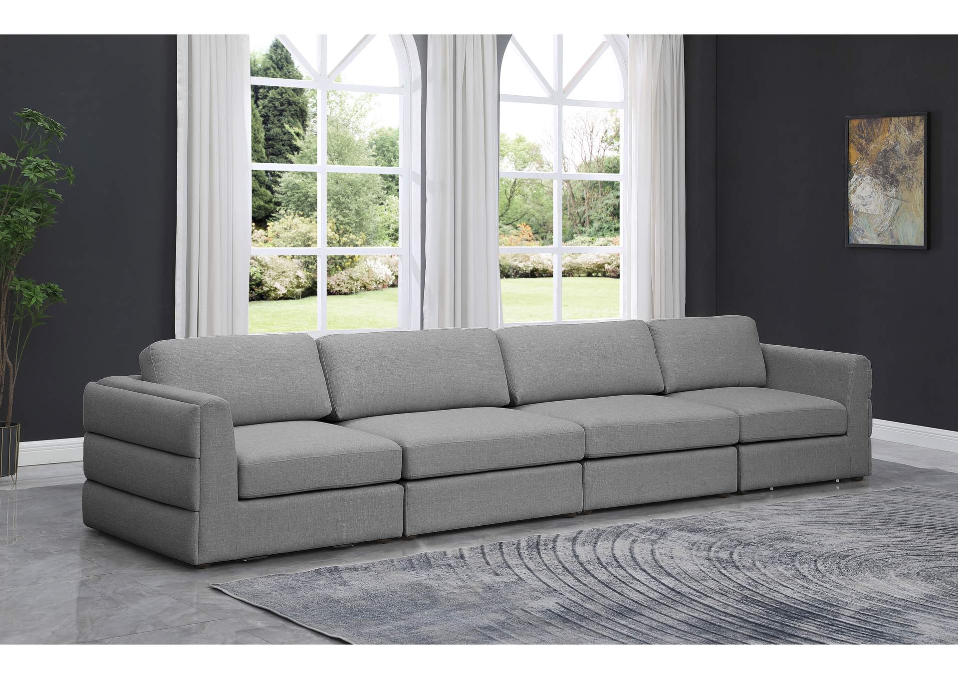 Beckham Grey Durable Linen Textured Fabric Modular Sofa,Meridian Furniture