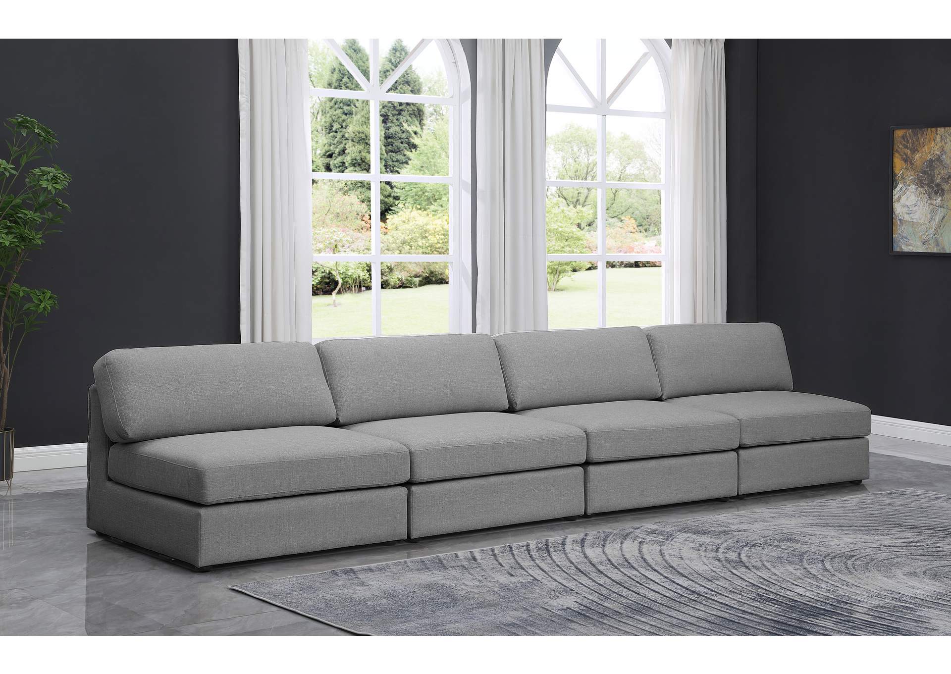 Beckham Grey Durable Linen Textured Fabric Modular Sofa,Meridian Furniture