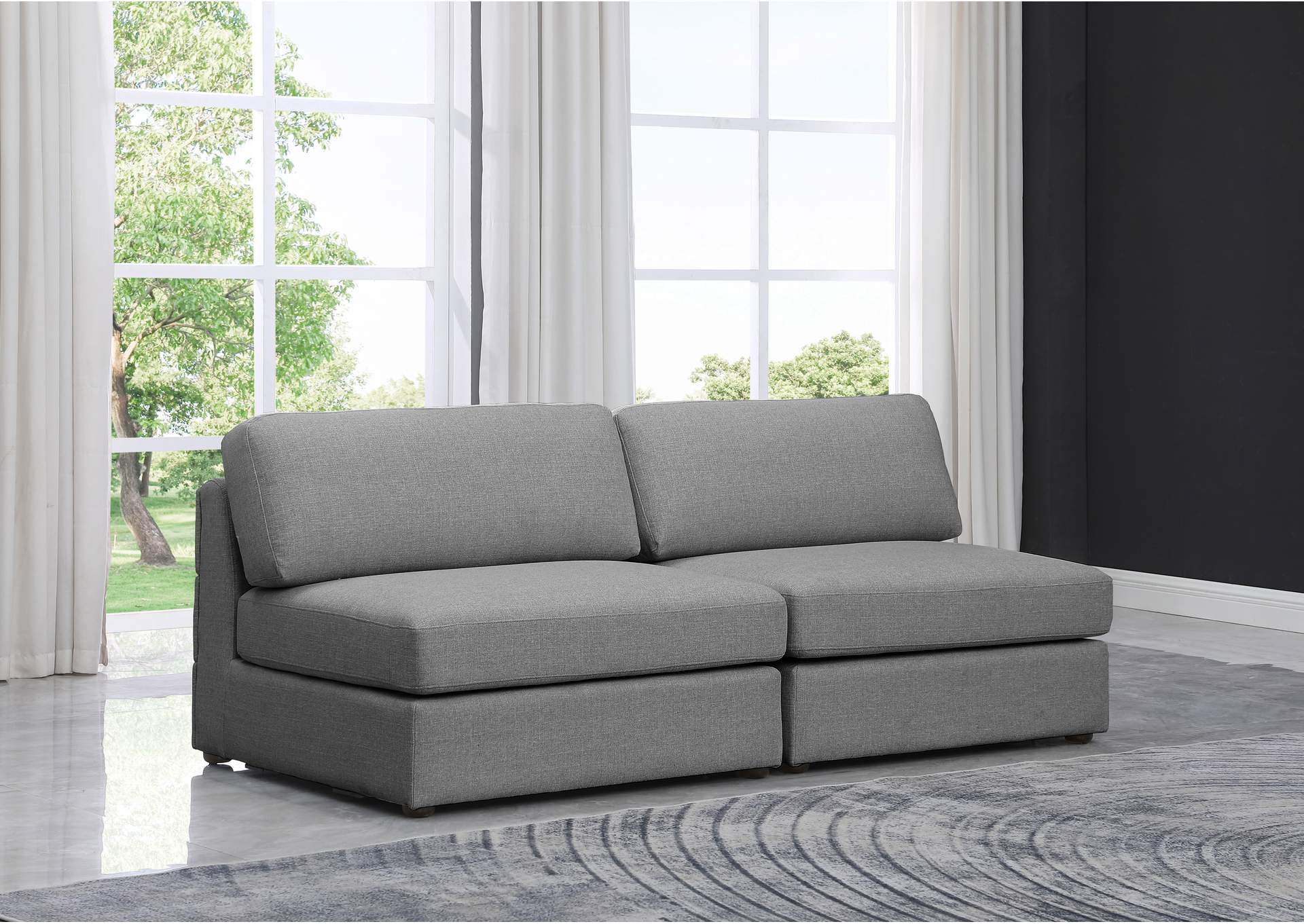 Beckham Grey Durable Linen Textured Fabric Modular Sofa,Meridian Furniture