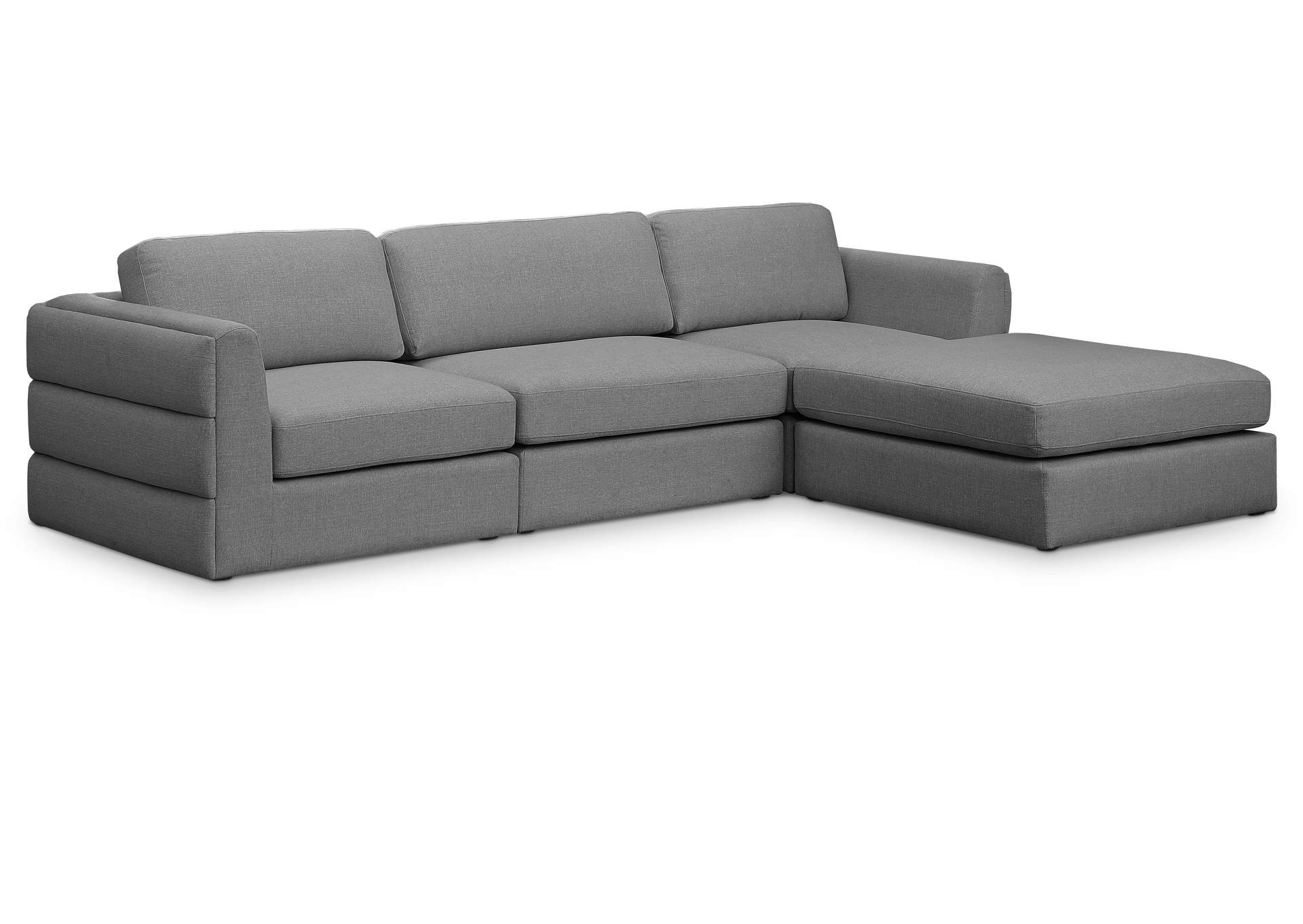 Beckham Grey Durable Linen Textured Fabric Modular Sectional,Meridian Furniture