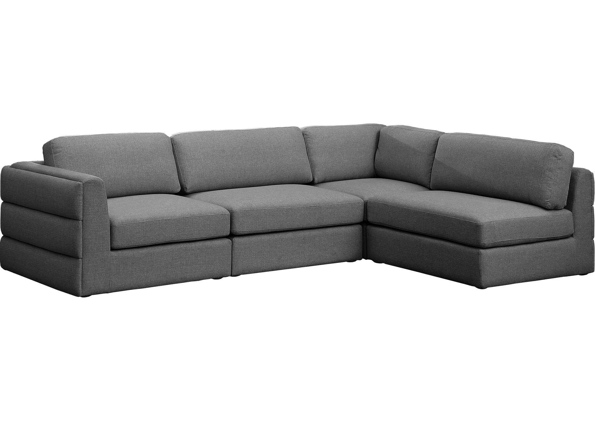 Beckham Grey Durable Linen Textured Fabric Modular Sectional,Meridian Furniture