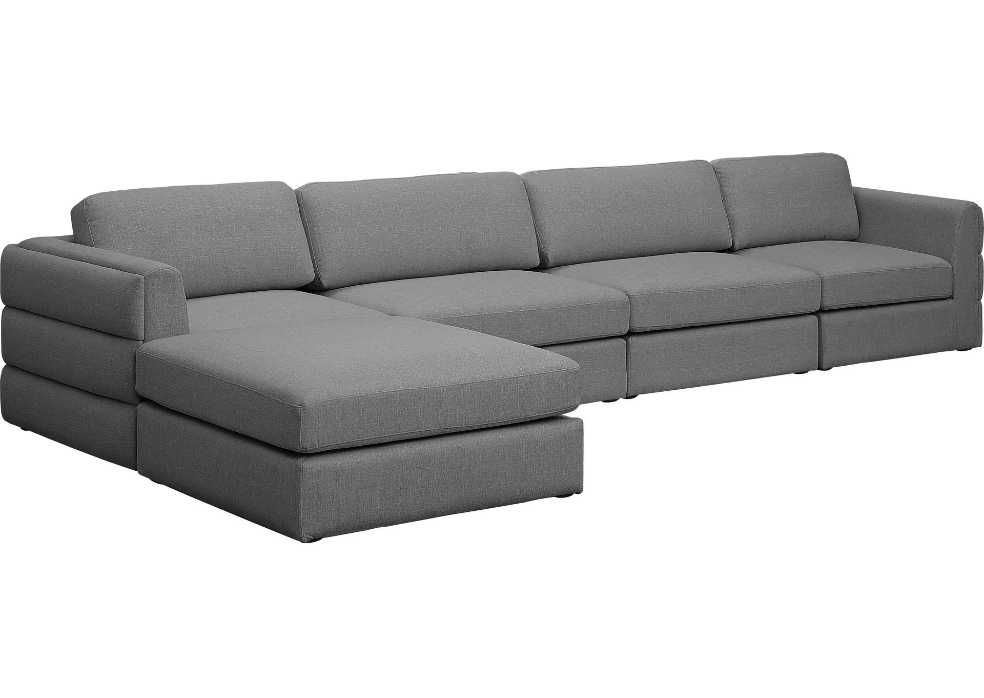 Beckham Grey Durable Linen Textured Fabric Modular Sectional,Meridian Furniture