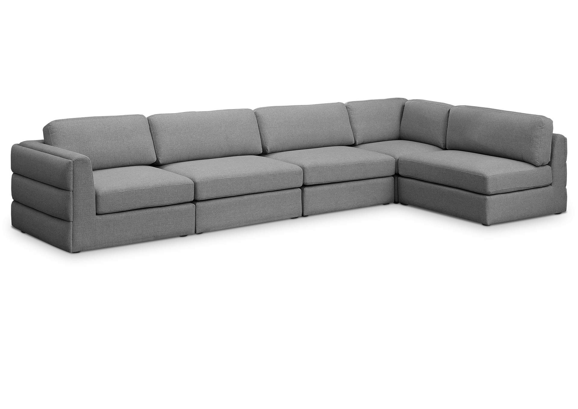 Beckham Grey Durable Linen Textured Fabric Modular Sectional,Meridian Furniture