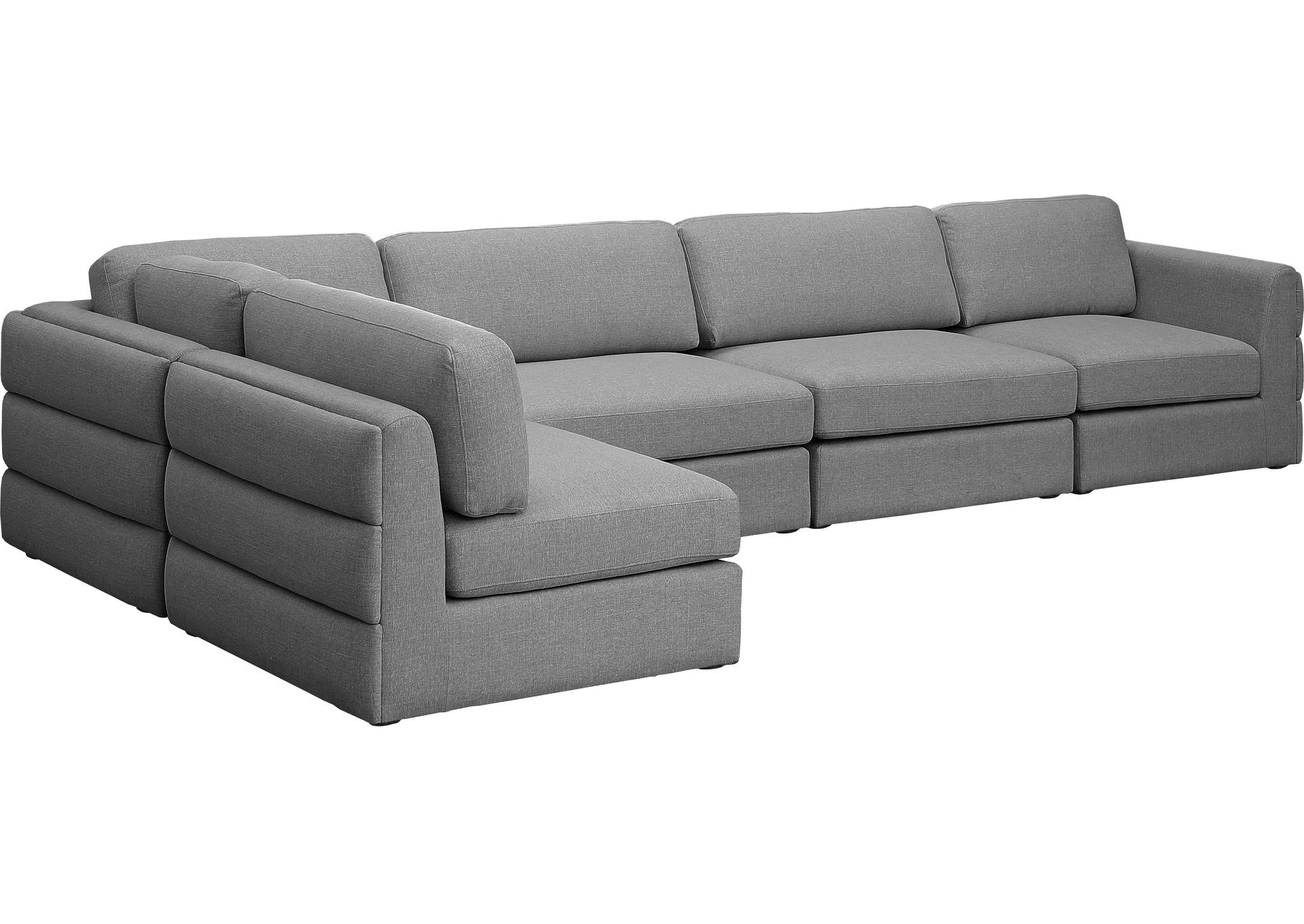 Beckham Grey Durable Linen Textured Fabric Modular Sectional,Meridian Furniture