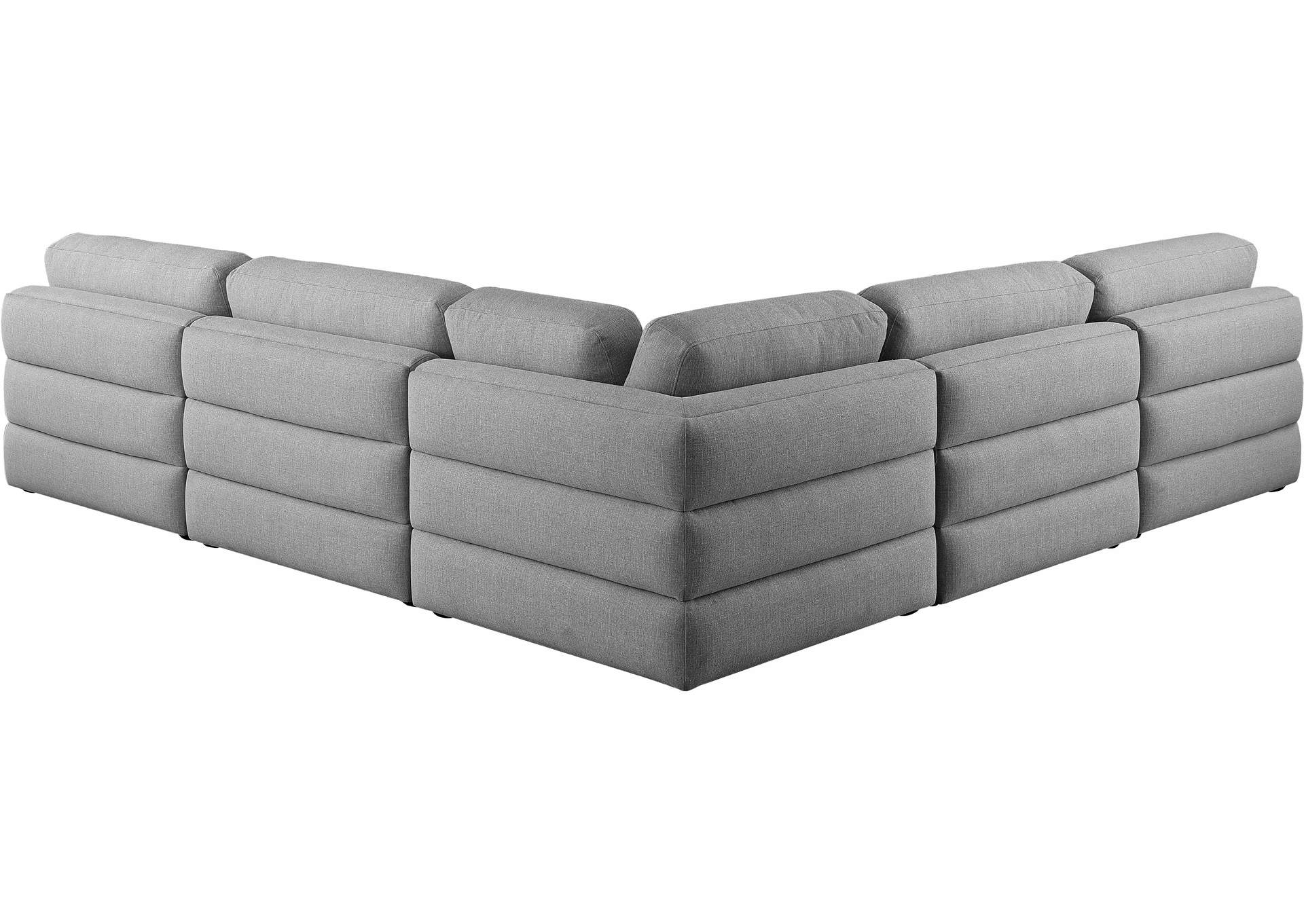 Beckham Grey Durable Linen Textured Fabric Modular Sectional,Meridian Furniture