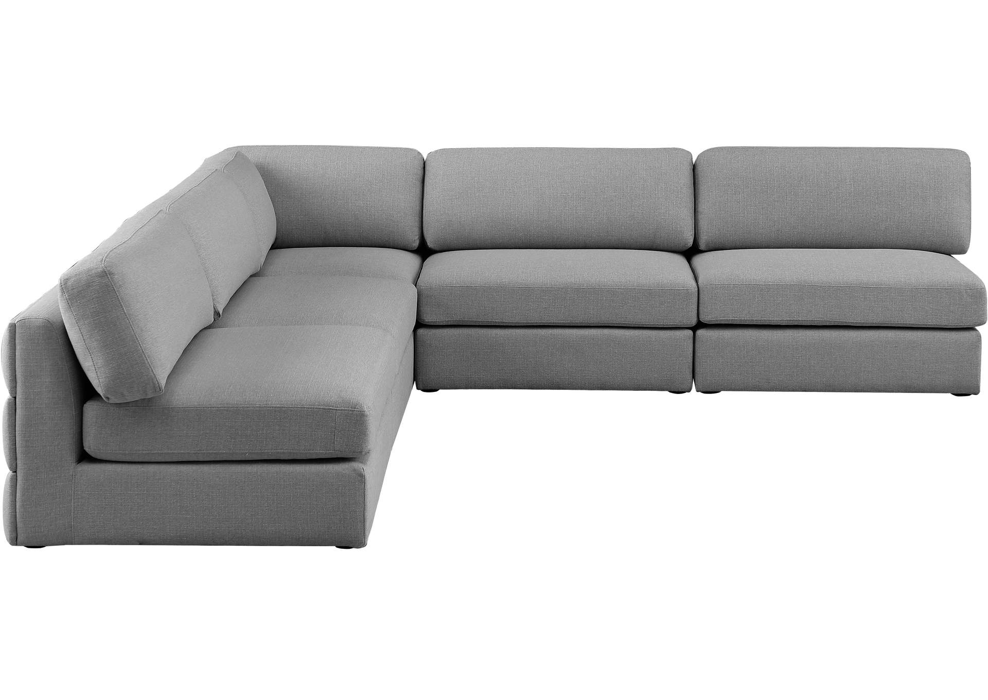 Beckham Grey Durable Linen Textured Fabric Modular Sectional,Meridian Furniture