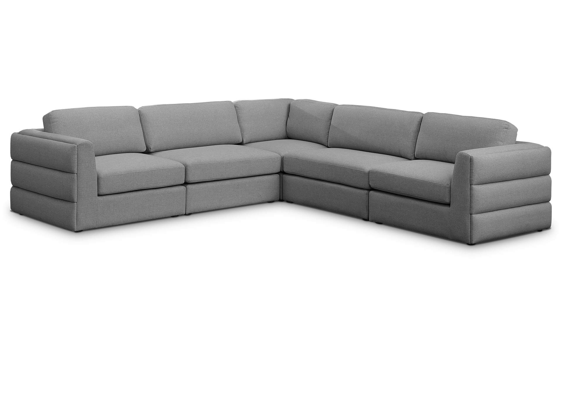 Beckham Grey Durable Linen Textured Fabric Modular Sectional,Meridian Furniture