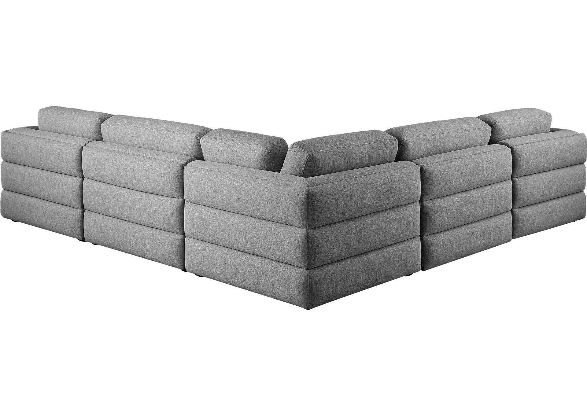 Beckham Grey Durable Linen Textured Fabric Modular Sectional,Meridian Furniture