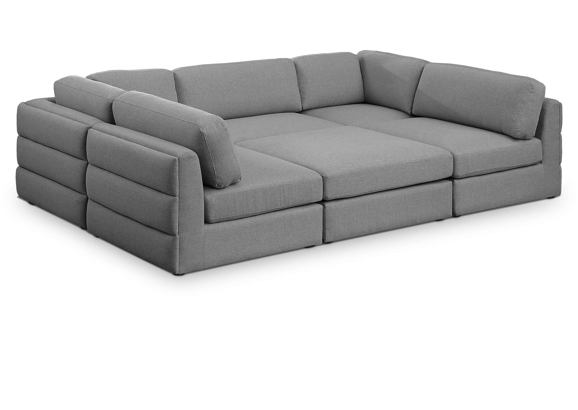 Beckham Grey Durable Linen Textured Fabric Modular Sectional,Meridian Furniture