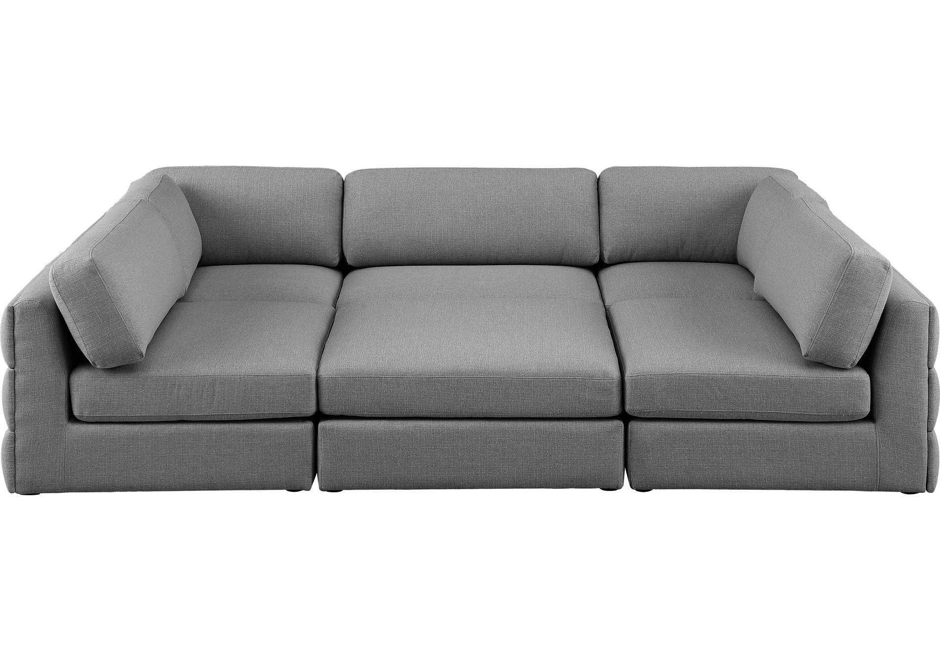 Beckham Grey Durable Linen Textured Fabric Modular Sectional,Meridian Furniture