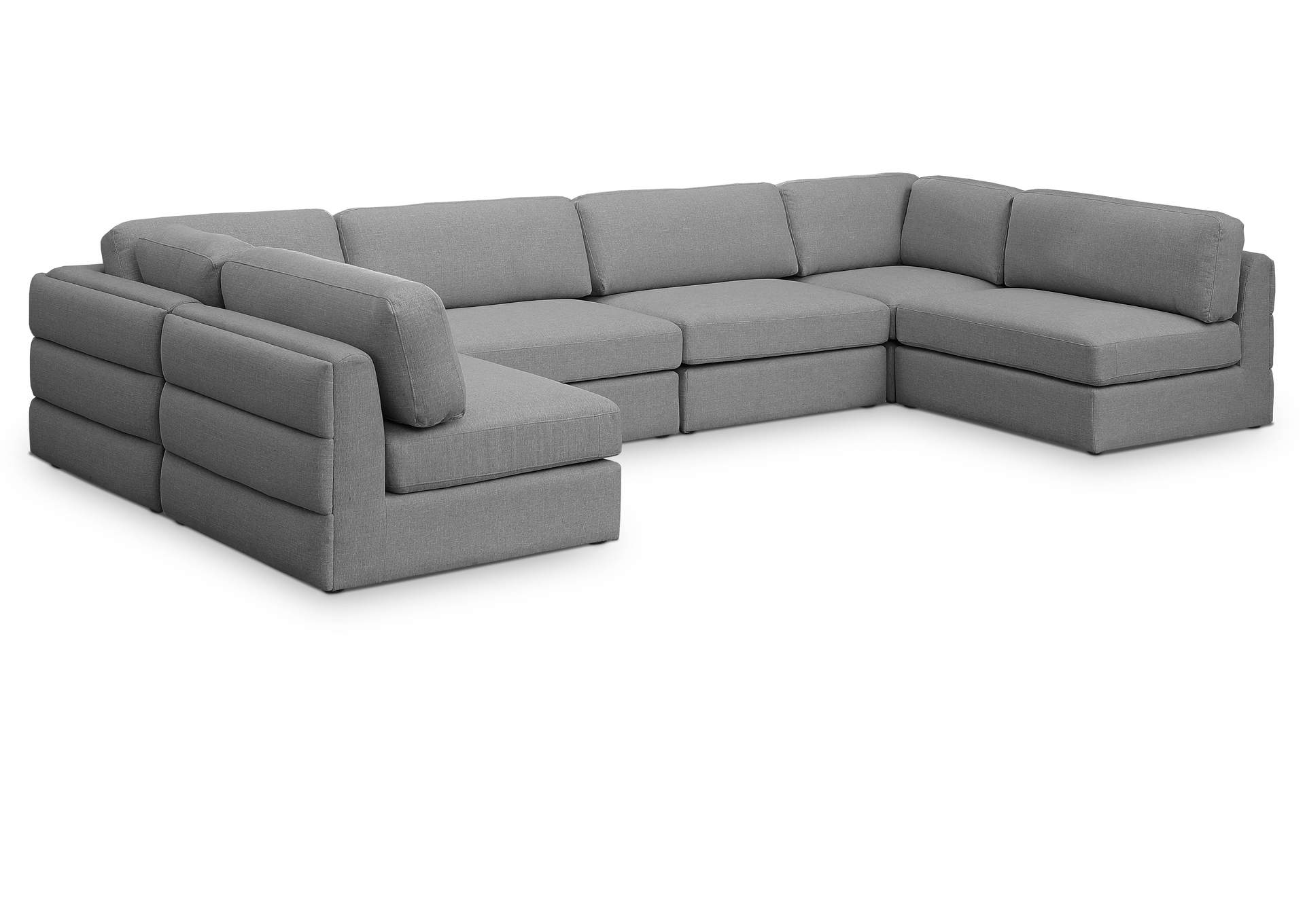 Beckham Grey Durable Linen Textured Fabric Modular Sectional,Meridian Furniture