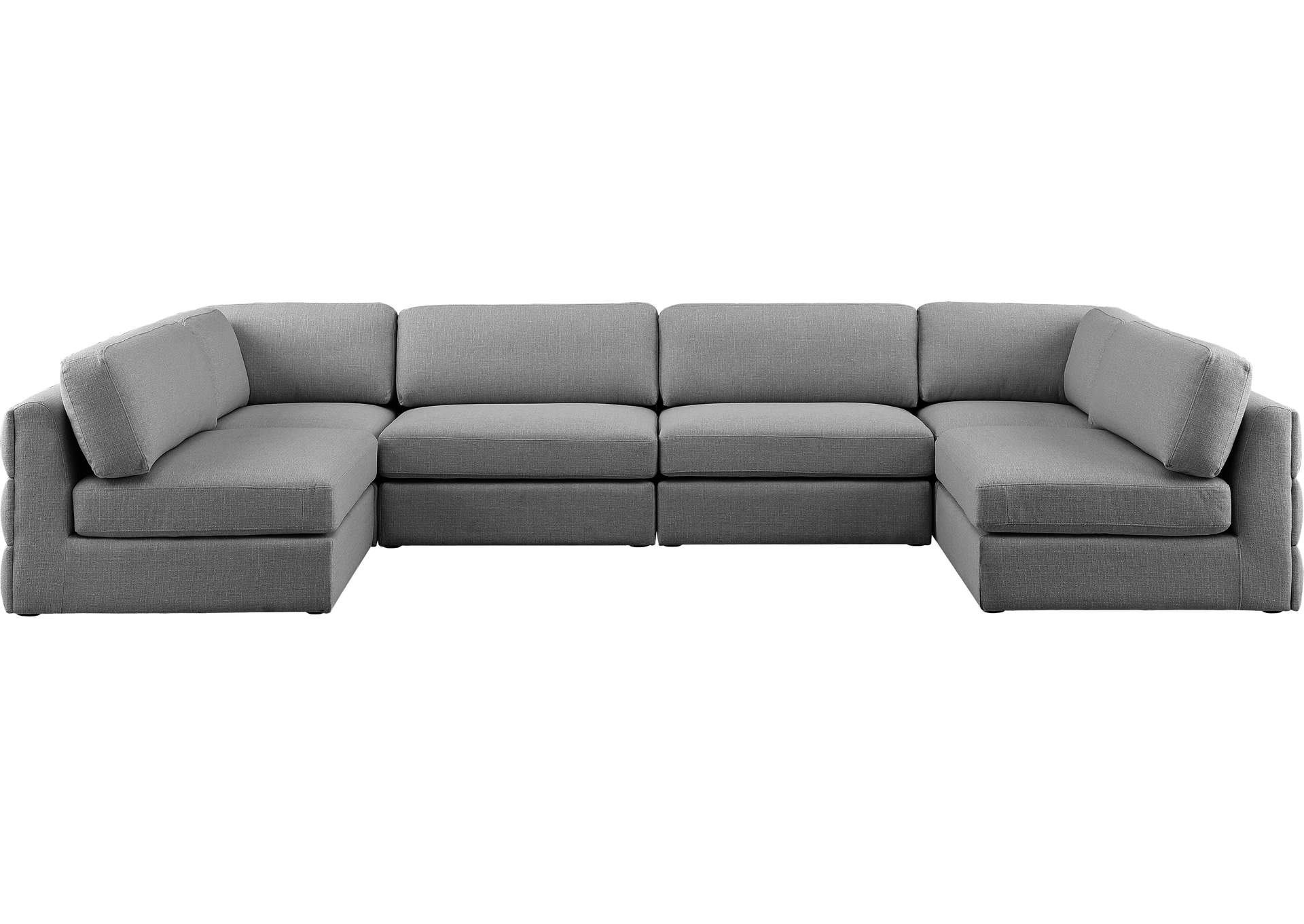 Beckham Grey Durable Linen Textured Fabric Modular Sectional,Meridian Furniture