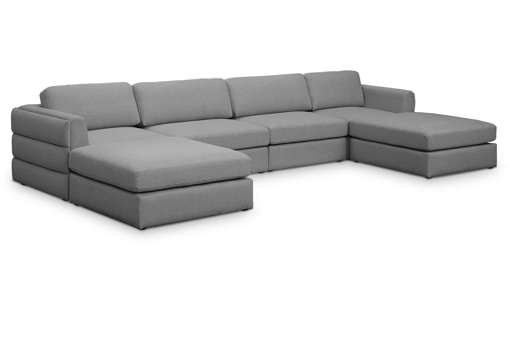 Beckham Grey Durable Linen Textured Fabric Modular Sectional,Meridian Furniture